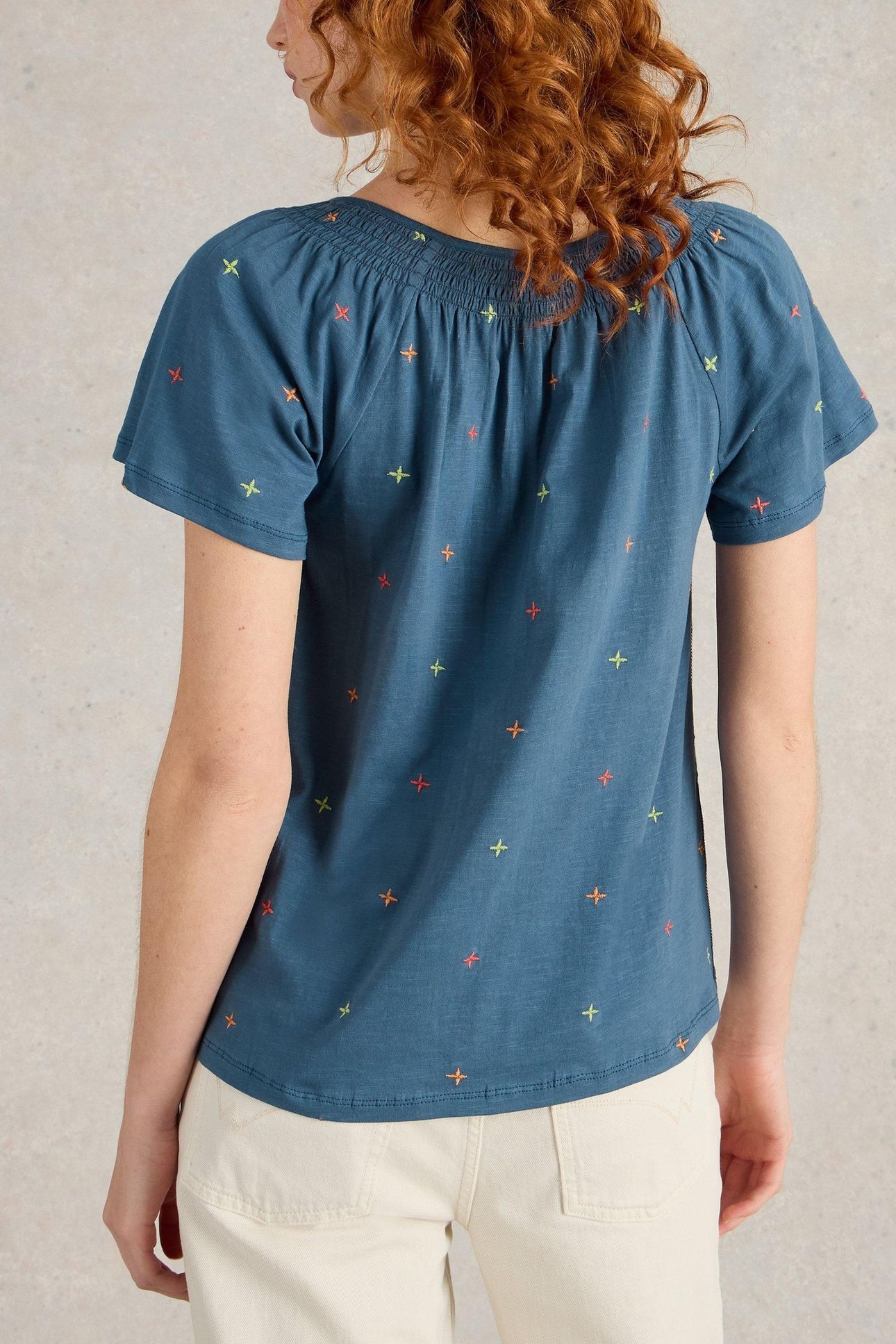 LUELLA EMBROIDERED TOP NAVY MULTI 2