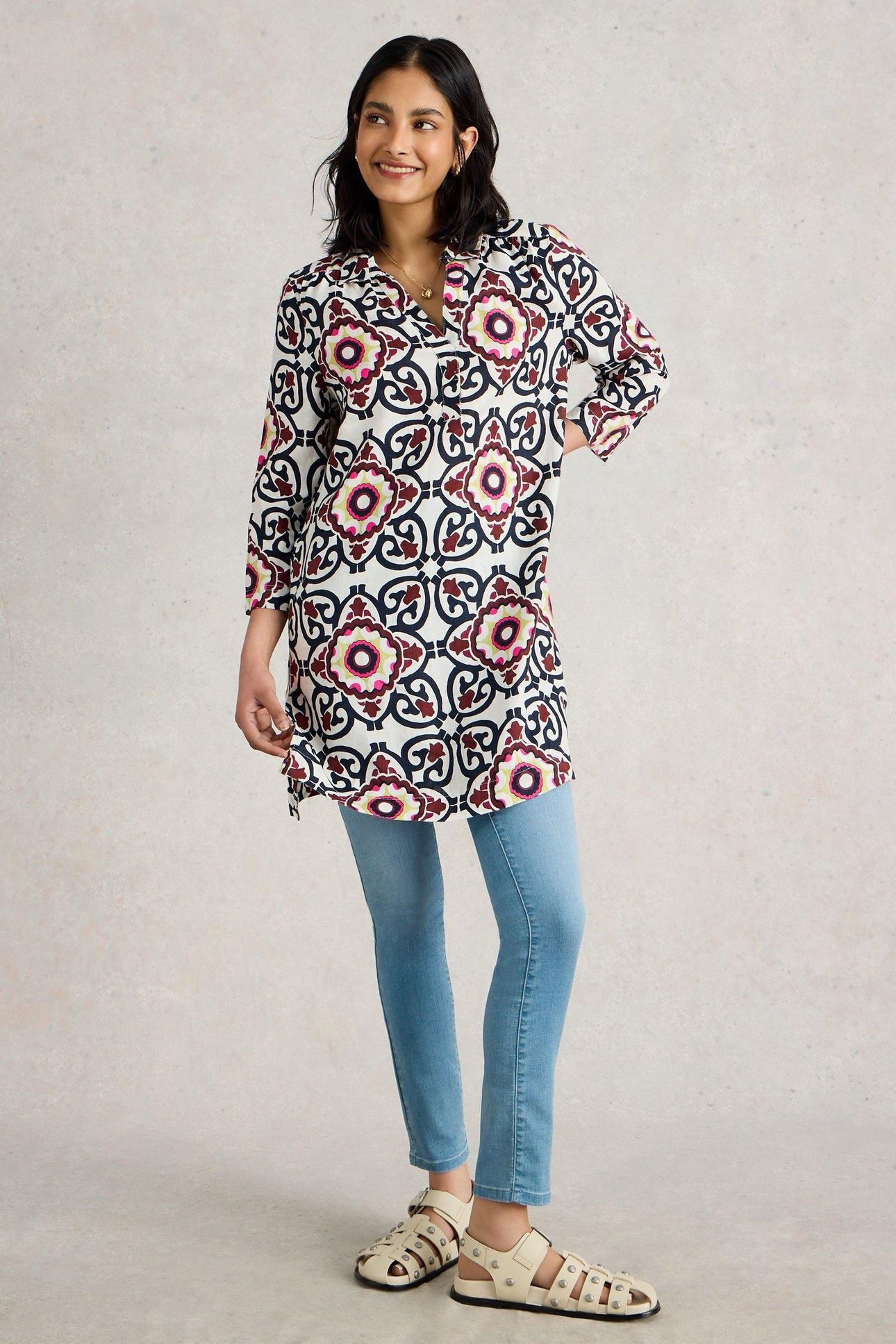 BLAKE LINEN TUNIC IVORY PRINT 1