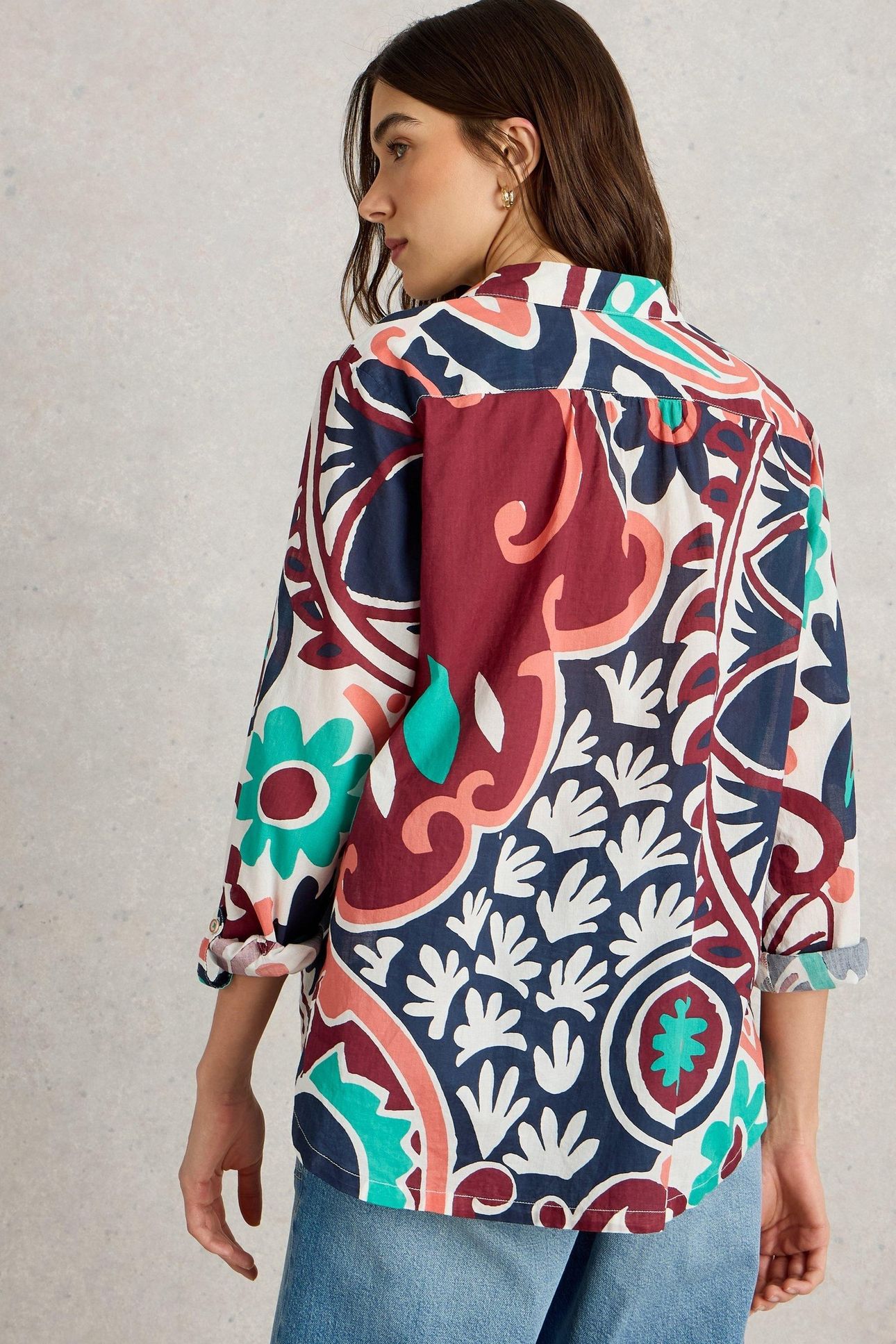 SOPHIE ORGANIC COTTON SHIRT BLACK MULTI 2