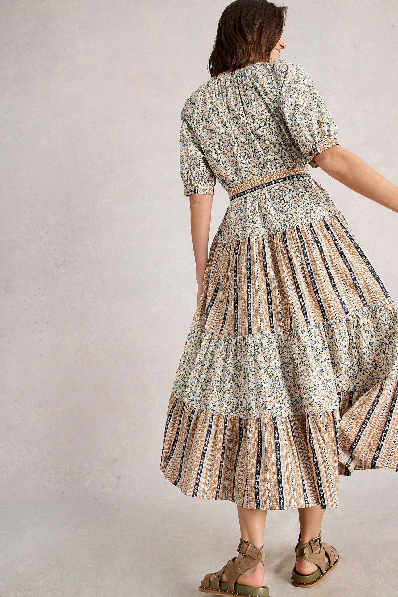CLEMENTINE MIDI DRESS IVORY MULTI 2