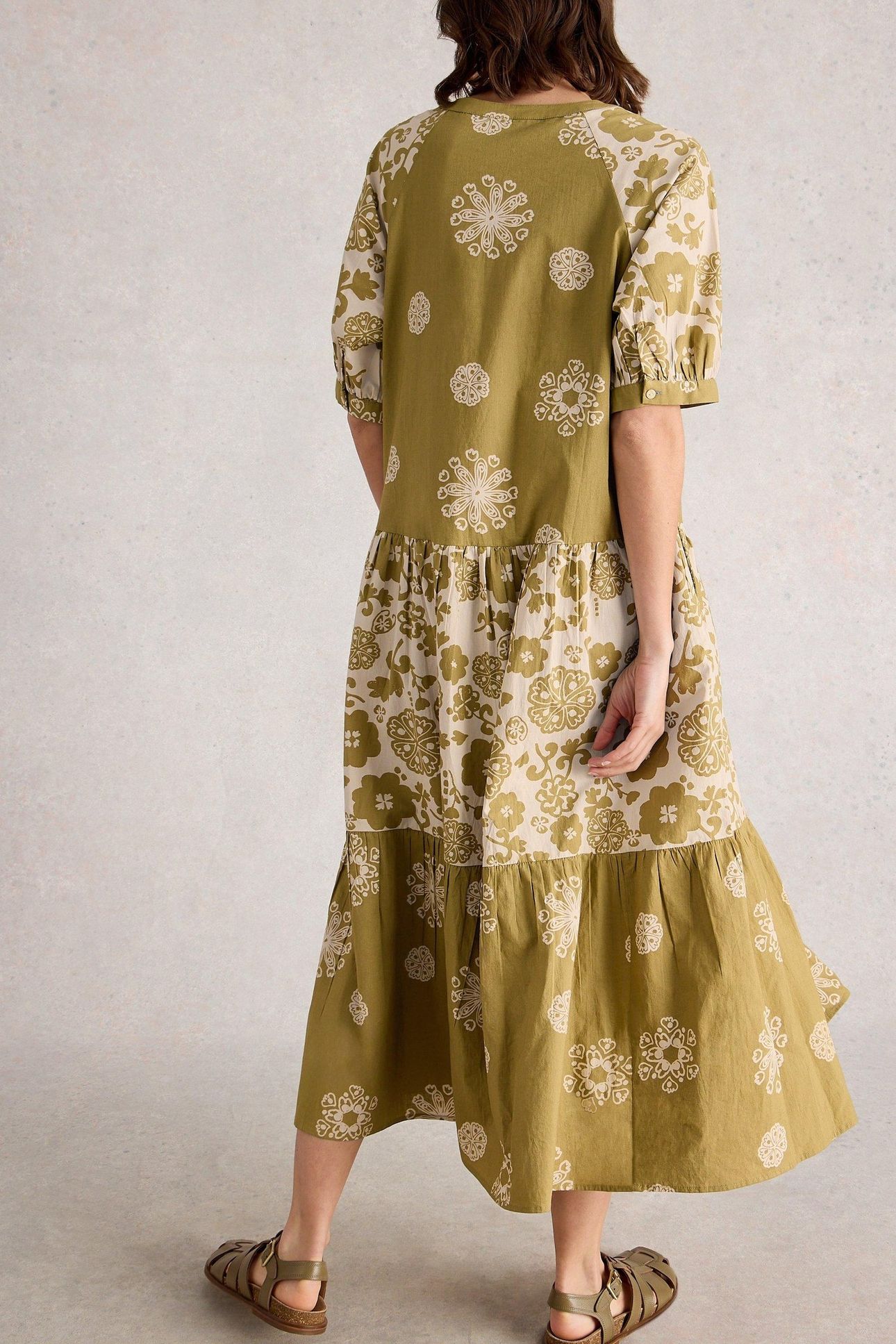 EVA MIXED PRINT DRESS GREEN PRINT 2