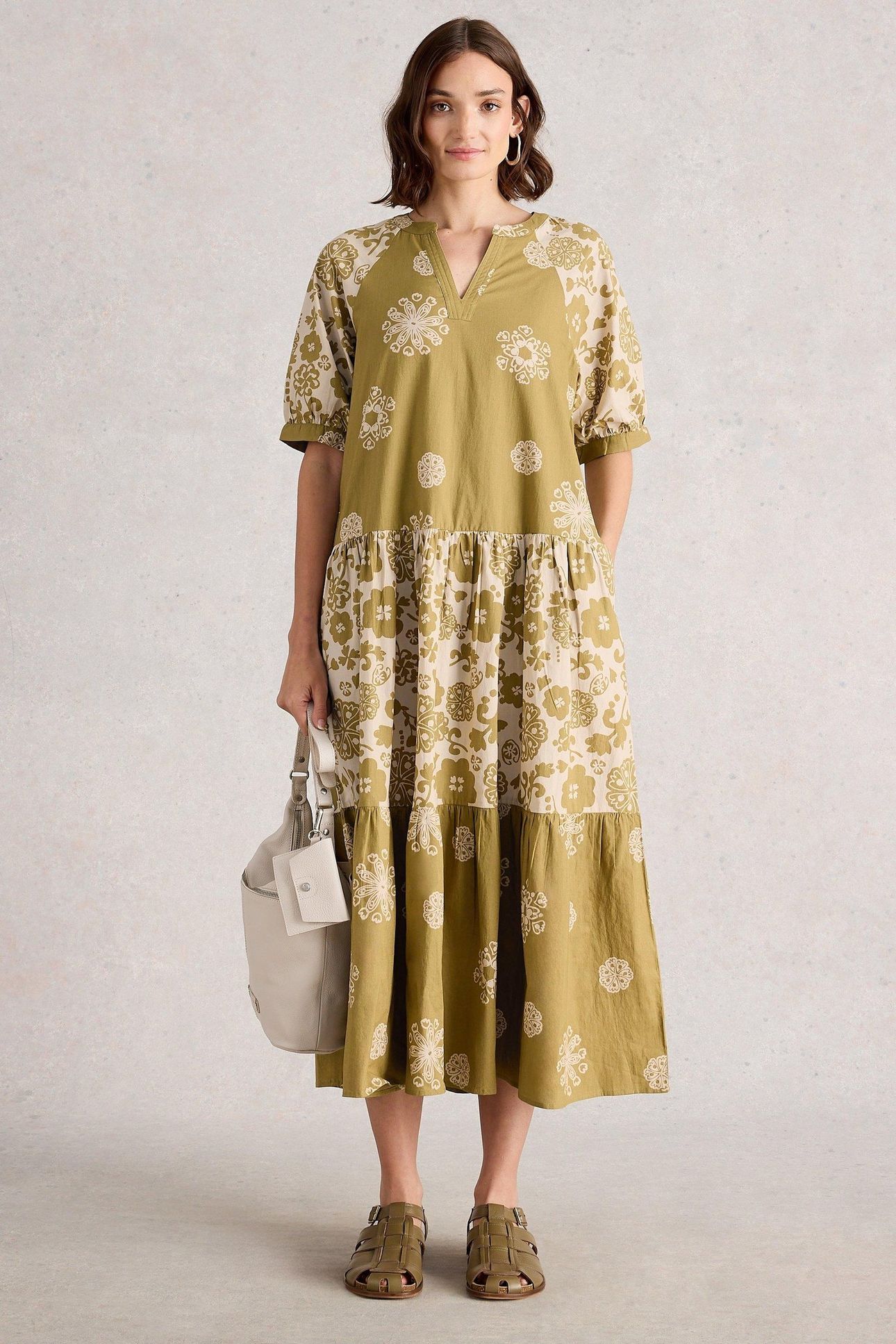 EVA MIXED PRINT DRESS GREEN PRINT 1