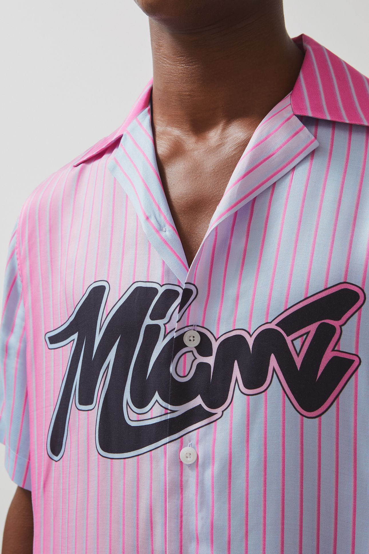 SS MIAMI PALM TREE PRINTED CUBAN SHIRT PINK 5