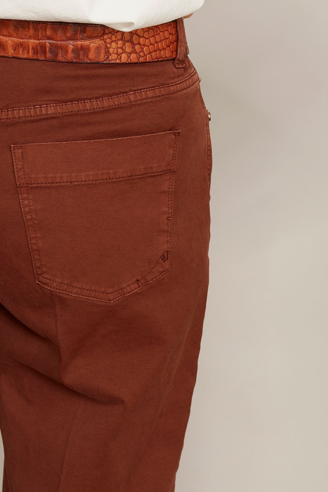 WIDE COTTON CROPPED PANTS IN BROWN 6