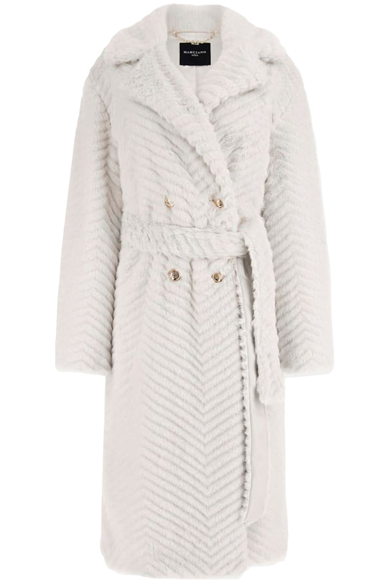 MARCIANO BY GUESS CLAIRE LONG COAT FAUX FUR PALE PEARL MULTI 4