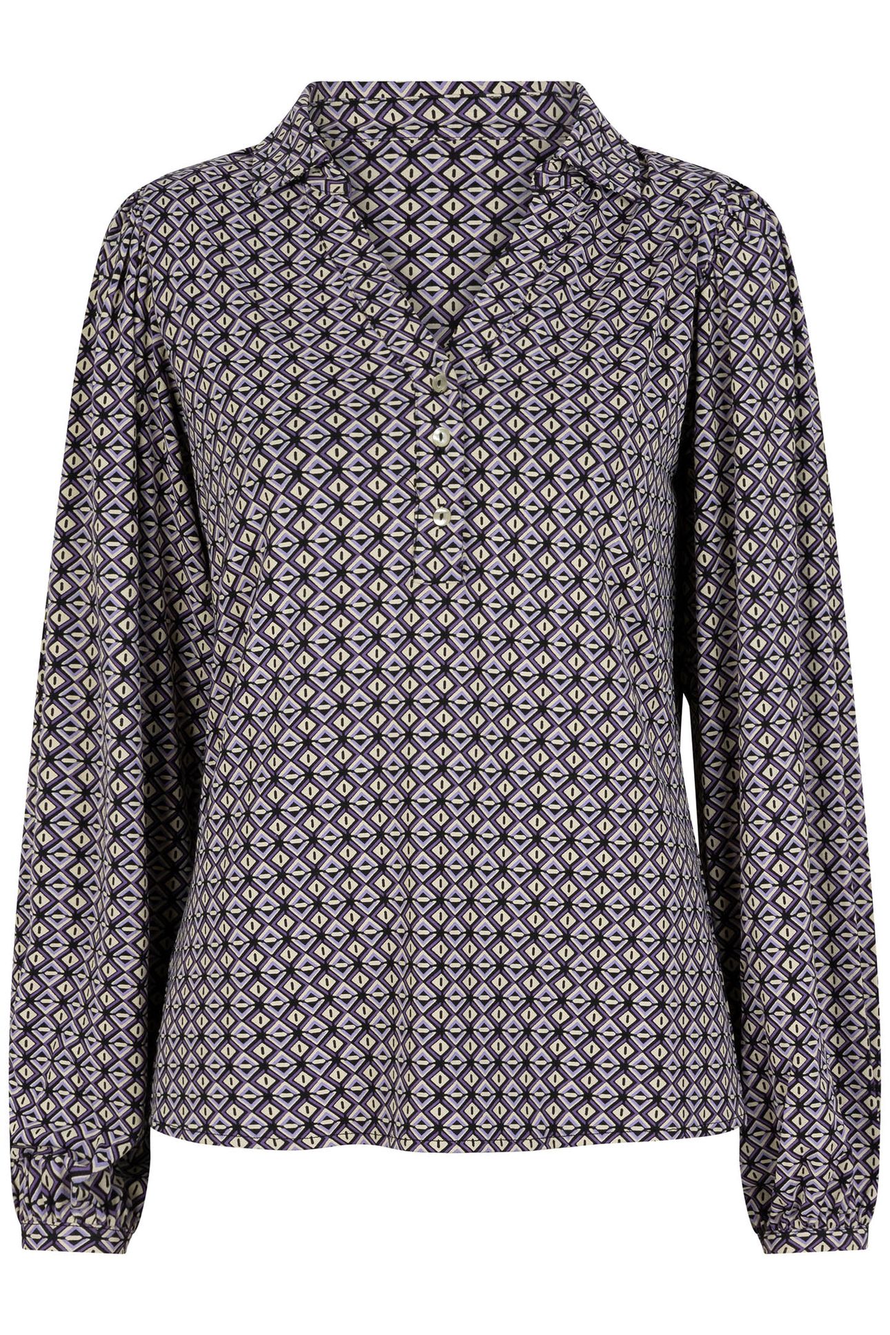 BLOUSE V-NECK COLLAR GRAPHIC EARTH PRINT 6