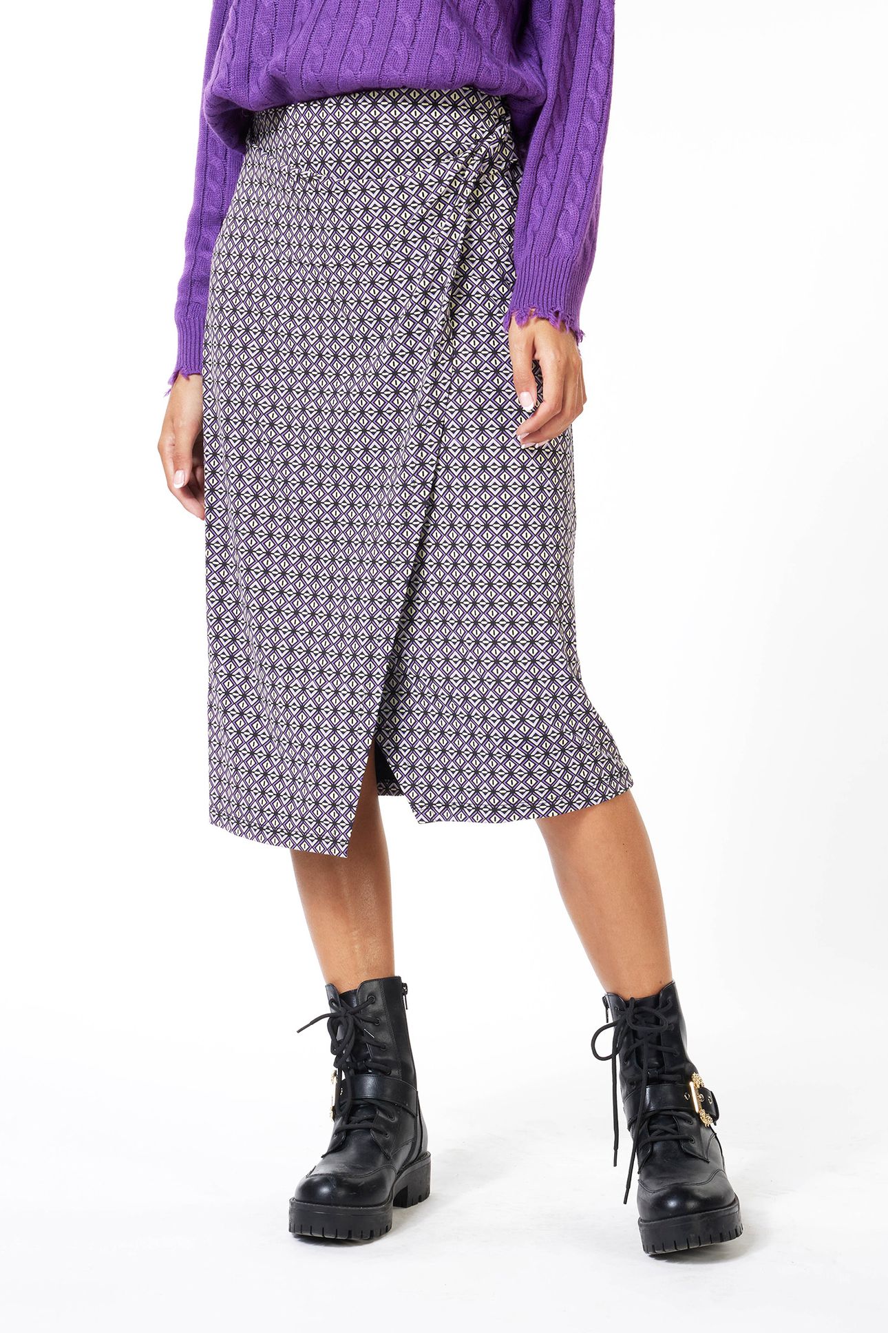 SKIRT KNOT GRAPHIC EARTH PRINT 1