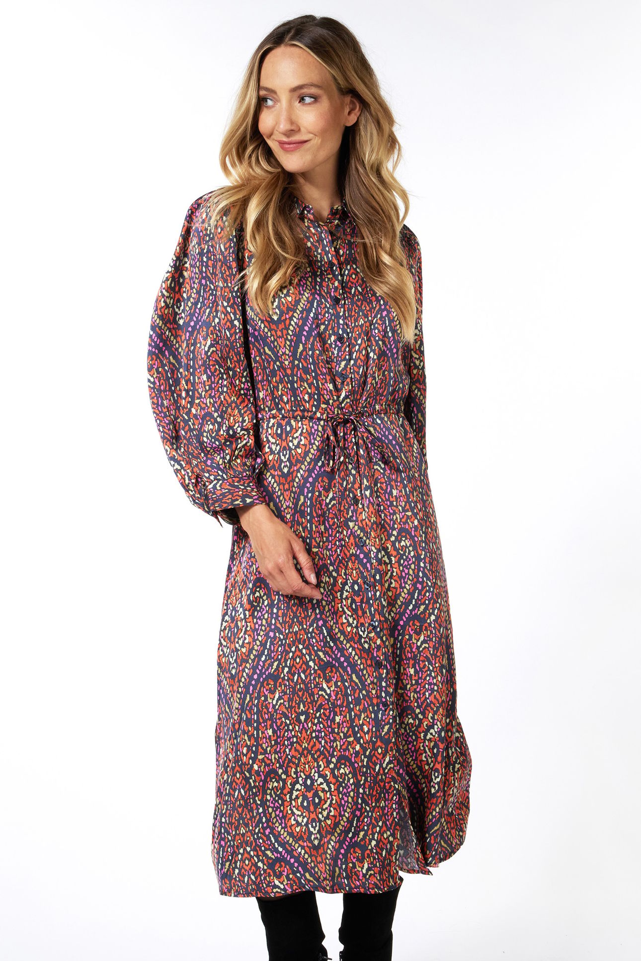 DRESS LONG SATEEN REWILDING PRINT 2