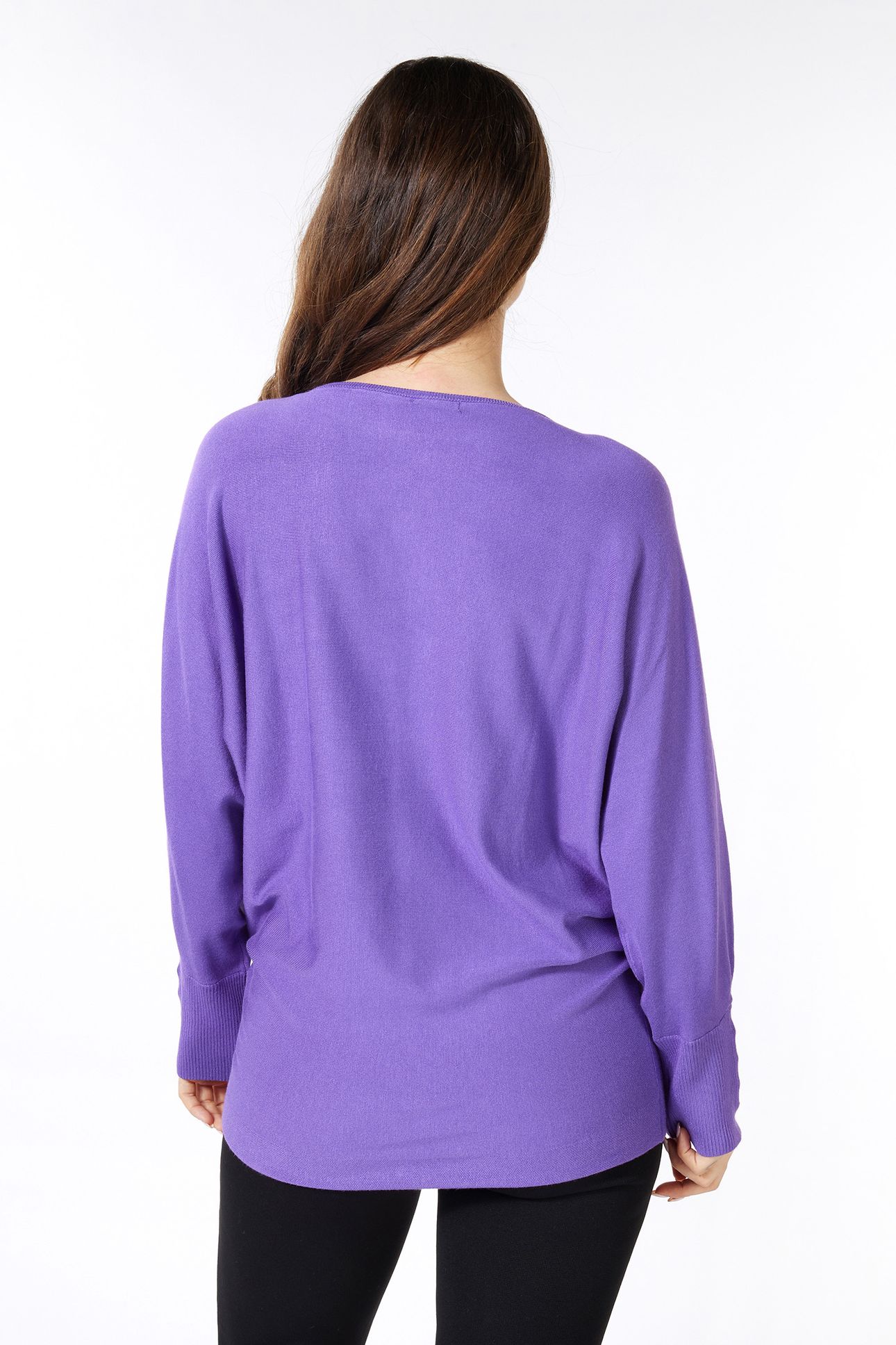 SWEATER BATWING BUTTONED CUFF DEEP LAVENDER 3