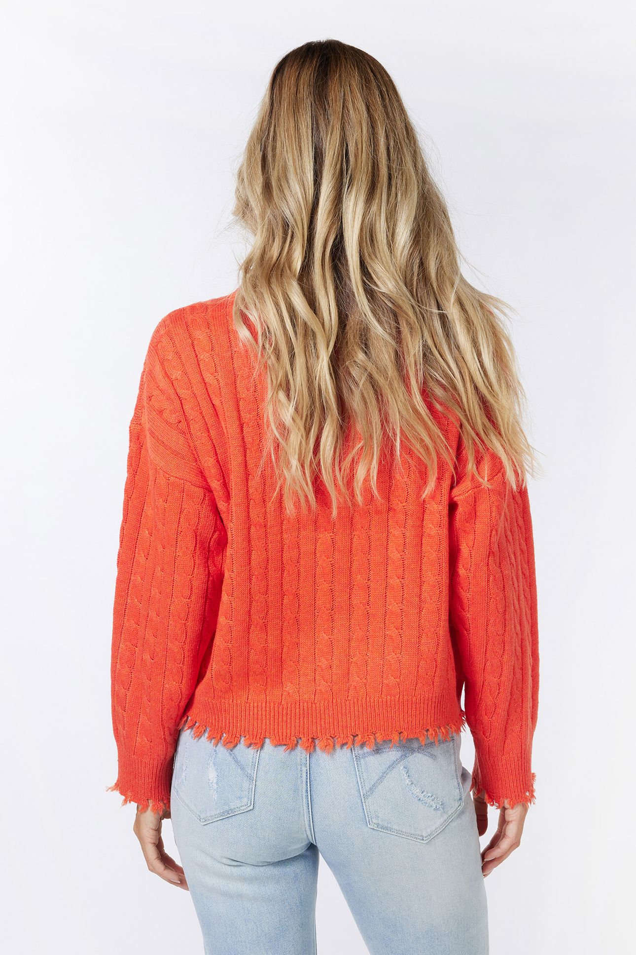 SWEATER CABLES RAW EDGE ORANGE 3