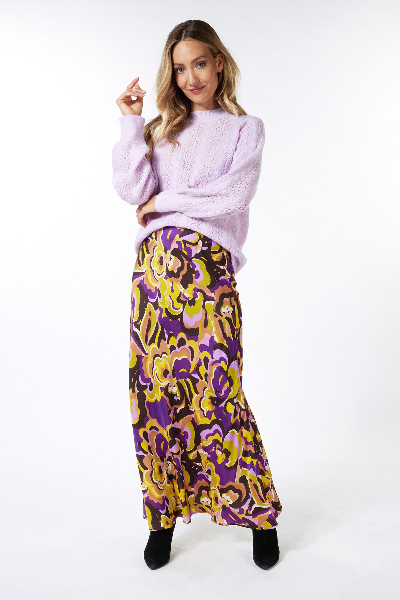 SWEATER CABLE AJOUR LILAC 2