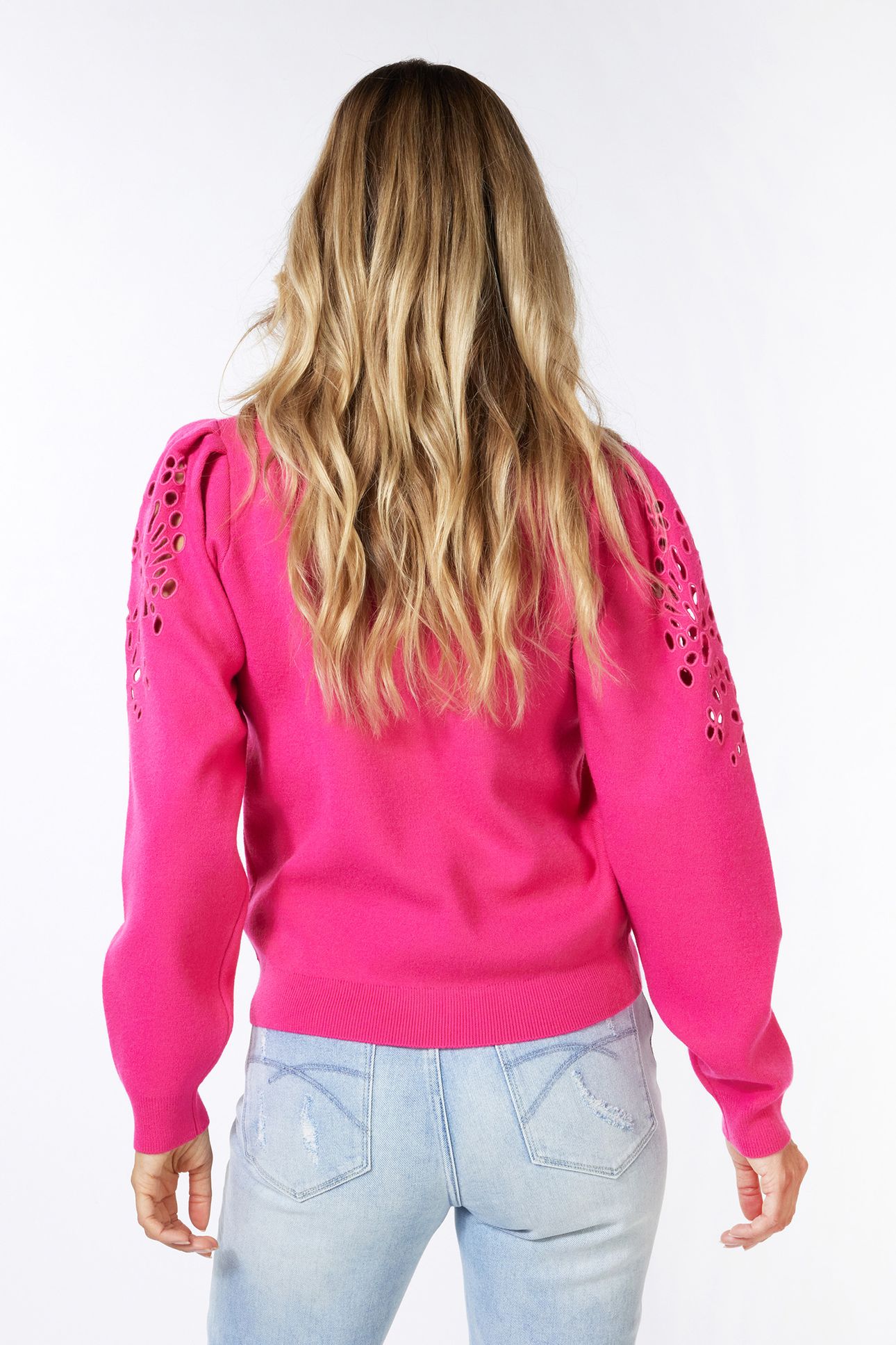SWEATER EMBROIDERY ANGLAISE FUCHSIA 4