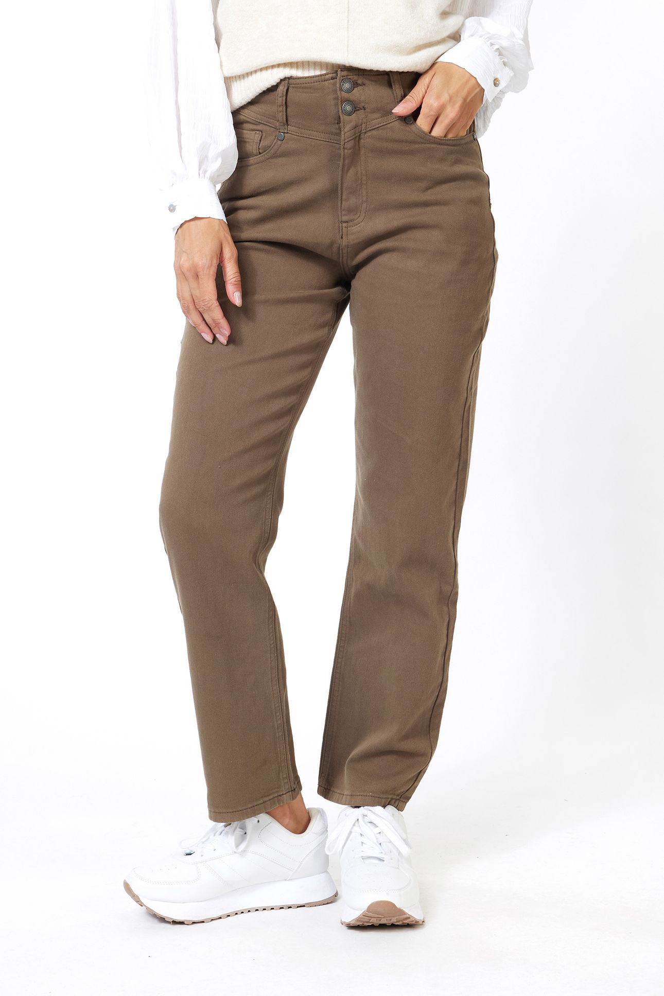 TROUSERS COLORED DENIM STRAIGHT FIT ARMY GREEN 1