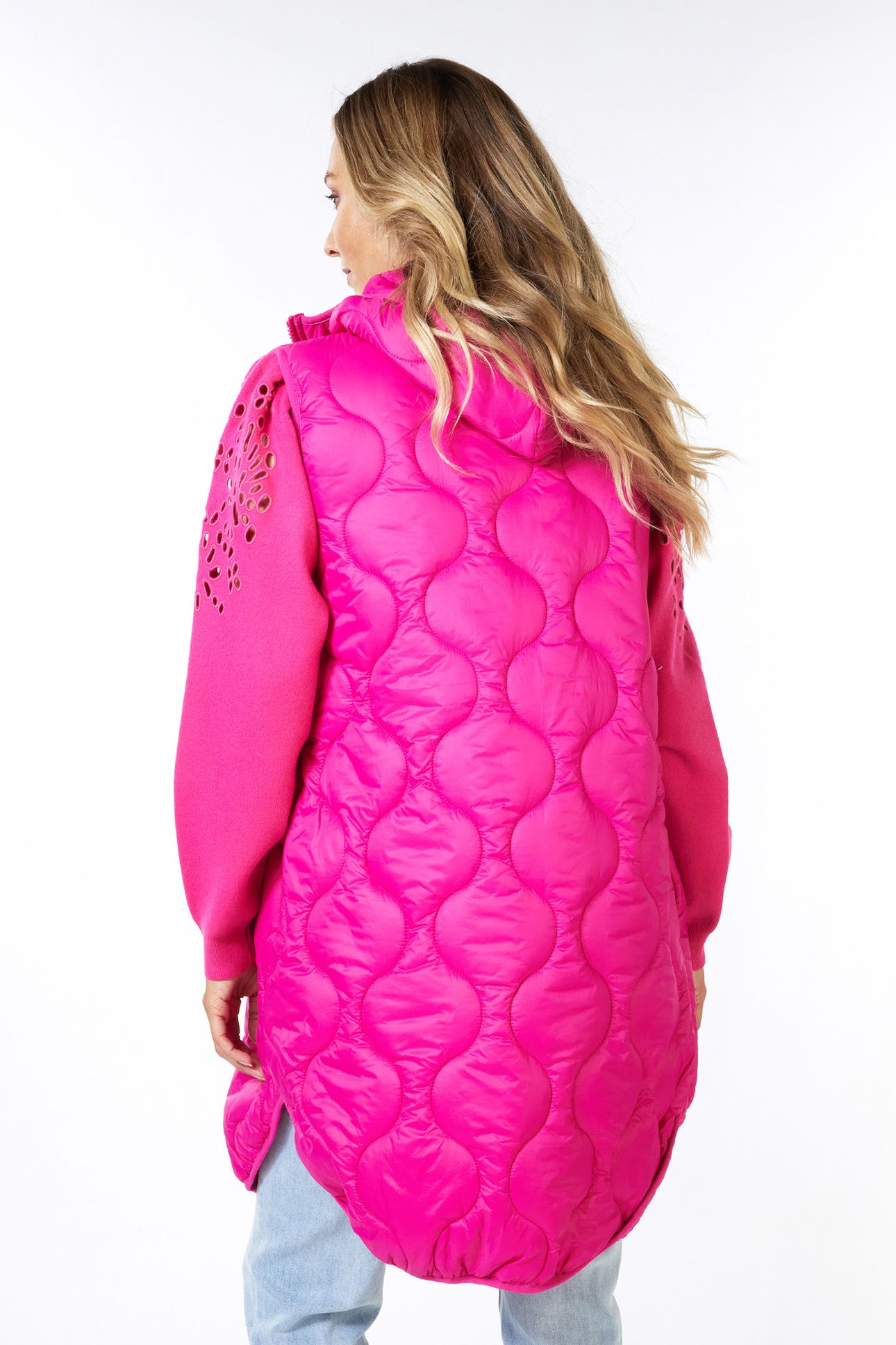BODYWARMER QUILTED LONG FUCHSIA 5