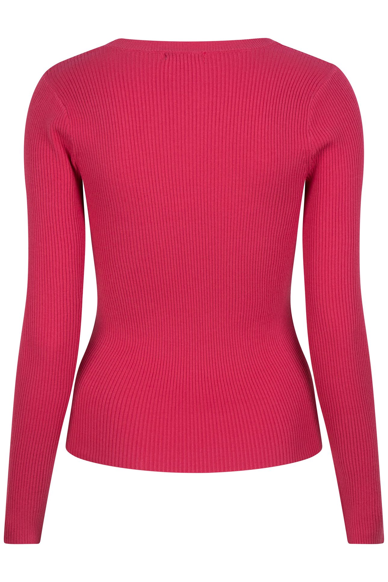 SWEATER DEEP ROUND NECK RIB FUCHSIA 4