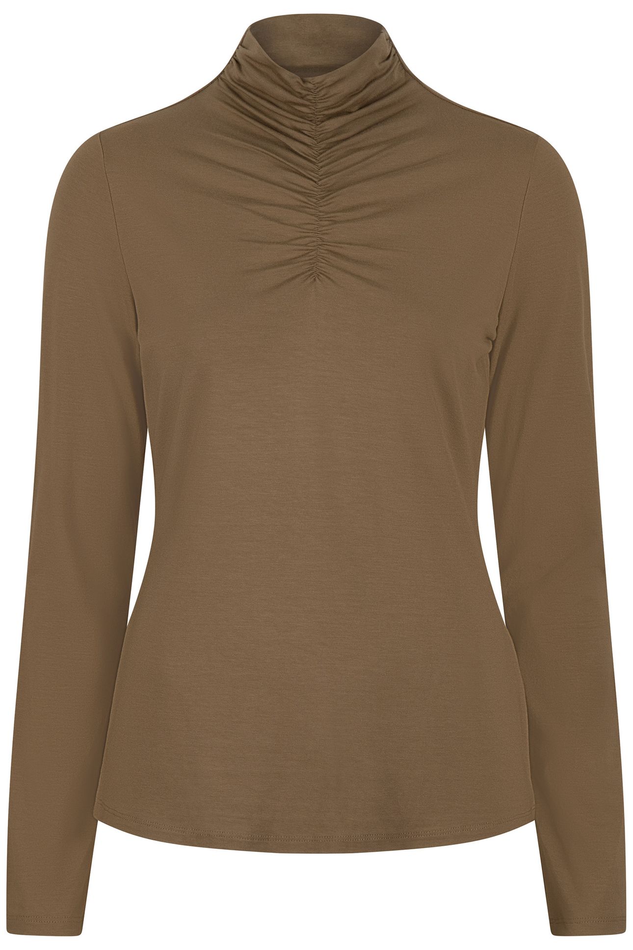 TOP SMOCKED NECKLINE SOLID SJ ARMY GREEN 3