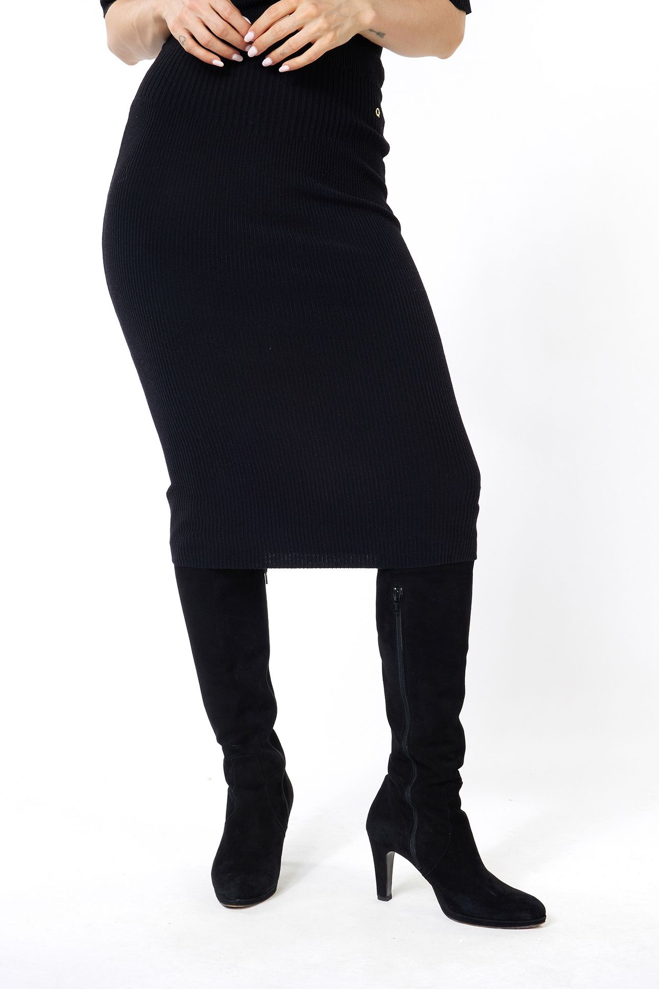 SKIRT KNITTED MIXED RIB BLACK 1