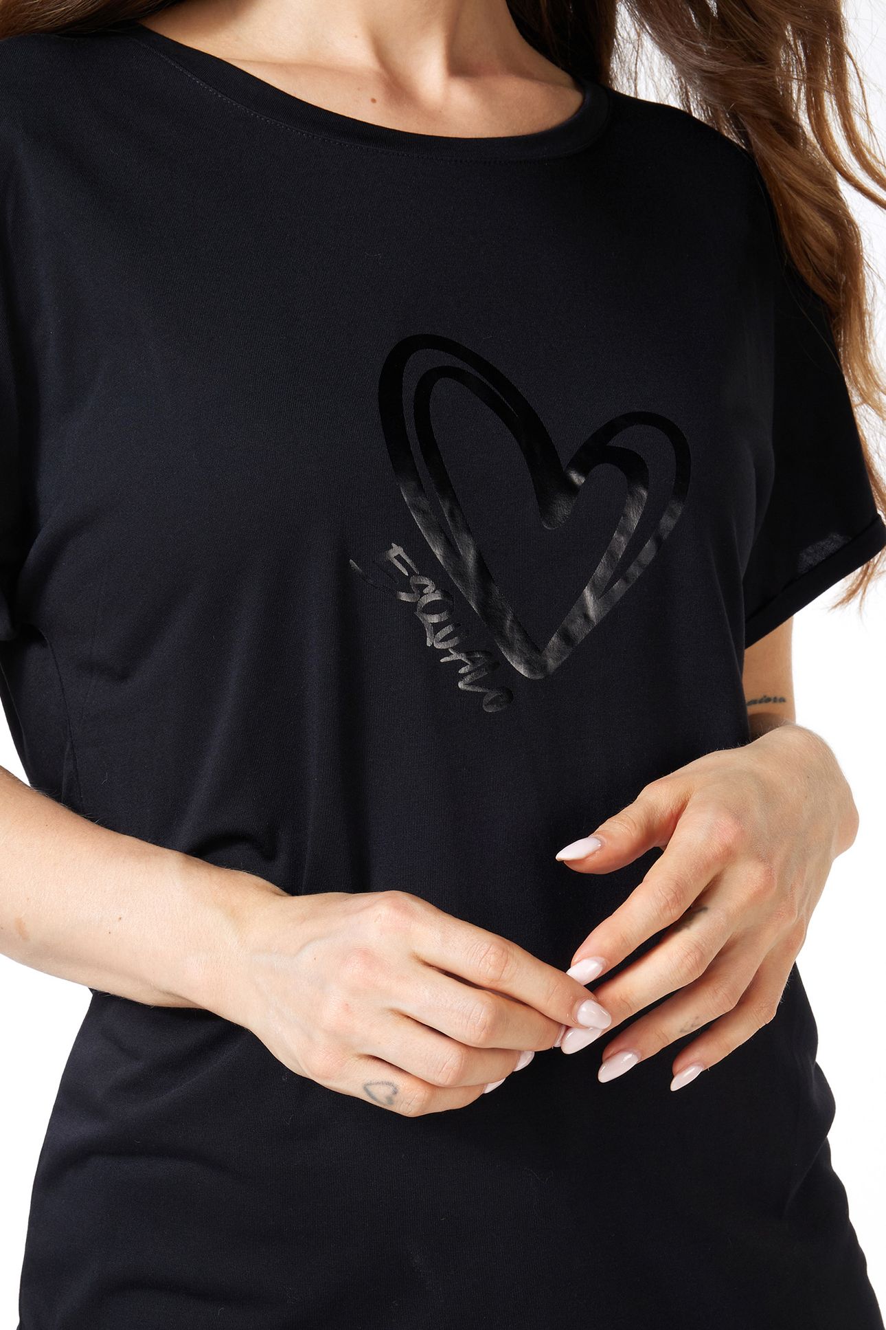 T-SHIRT MODAL TURN UP SLEEVE BLACK 7