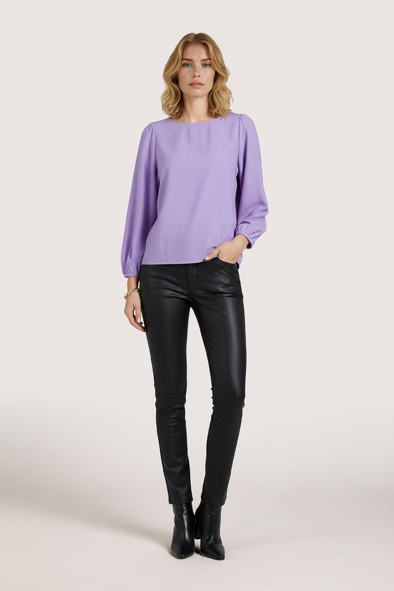BLOUSE R-NECK STRUCTURE LILAC 2