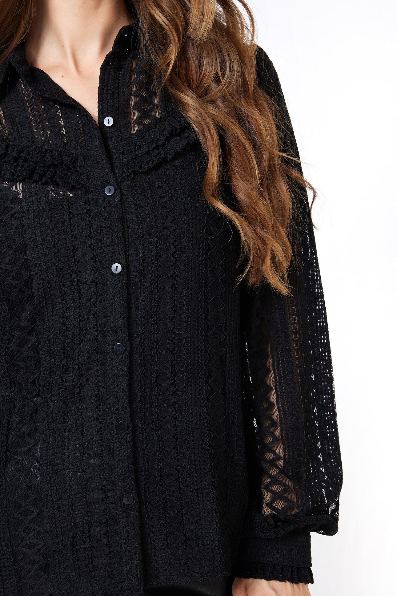 BLOUSE LACE PUFF SLVE BLACK 7