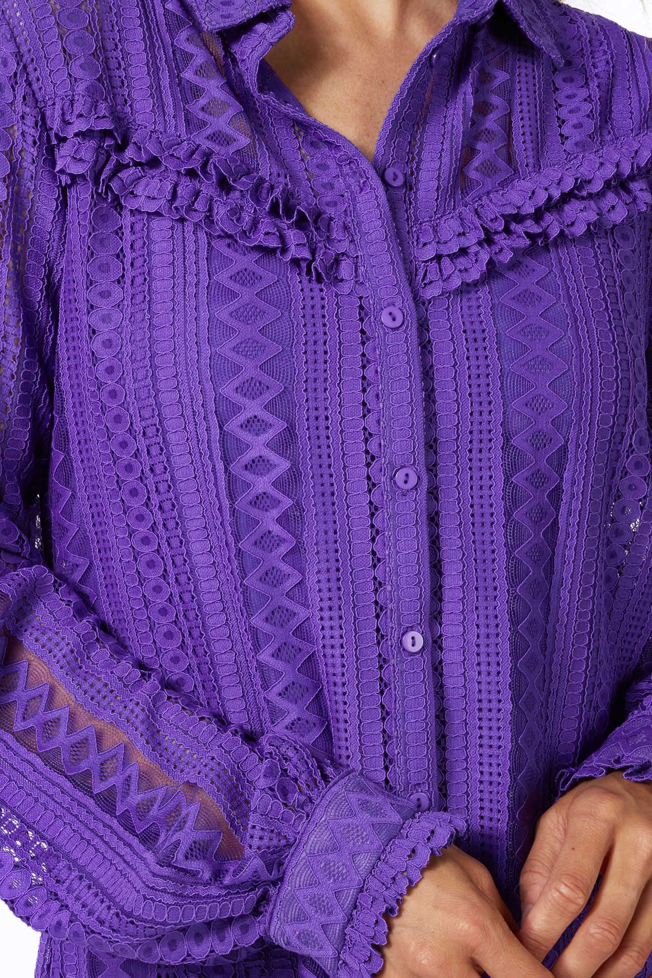 BLOUSE LACE PUFF SLVE DEEP LAVENDER 7