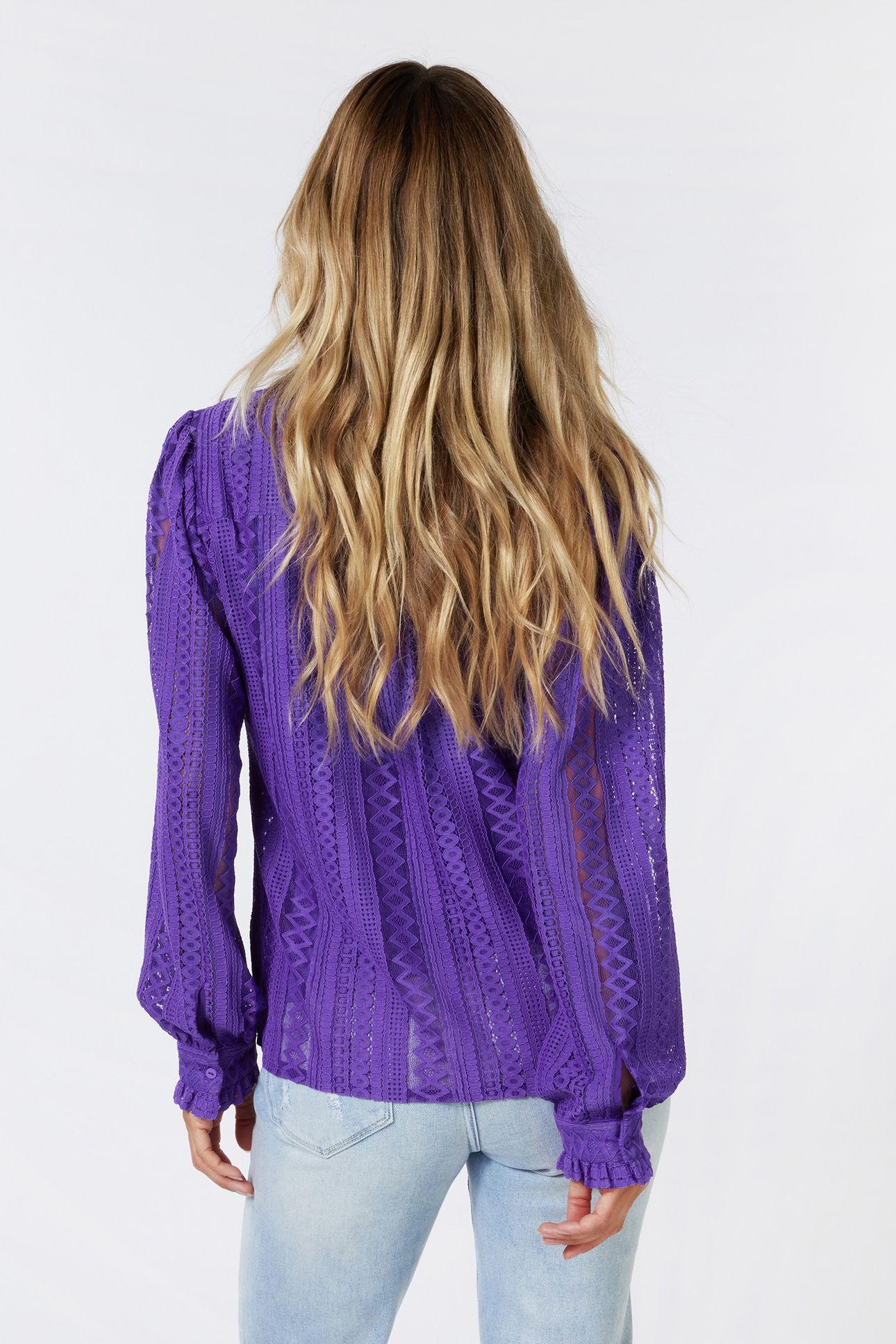 BLOUSE LACE PUFF SLVE DEEP LAVENDER 3