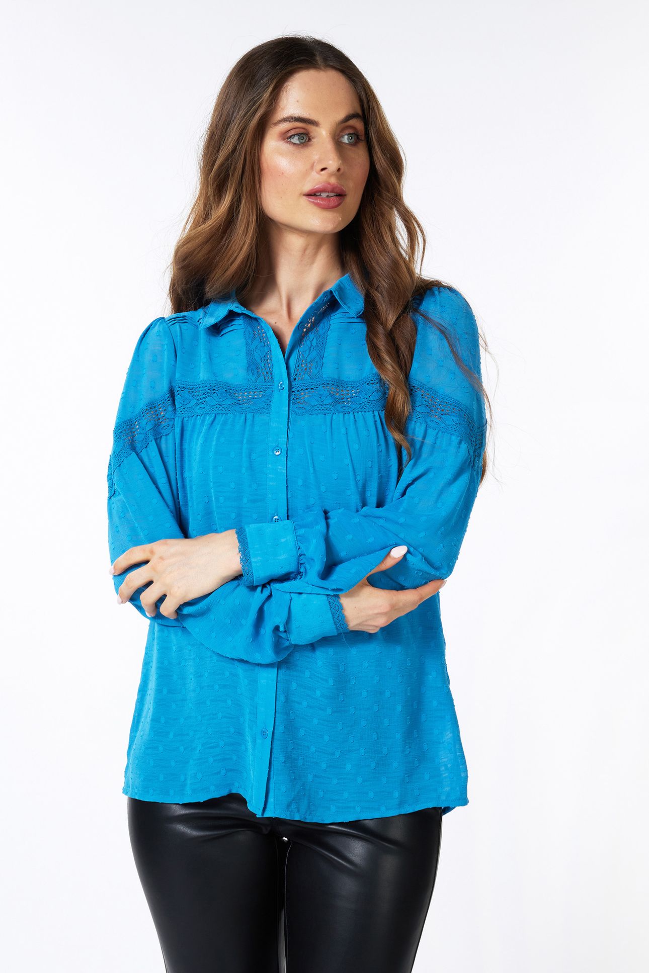 BLOUSE TAPES PLUMETIS PETROL 1