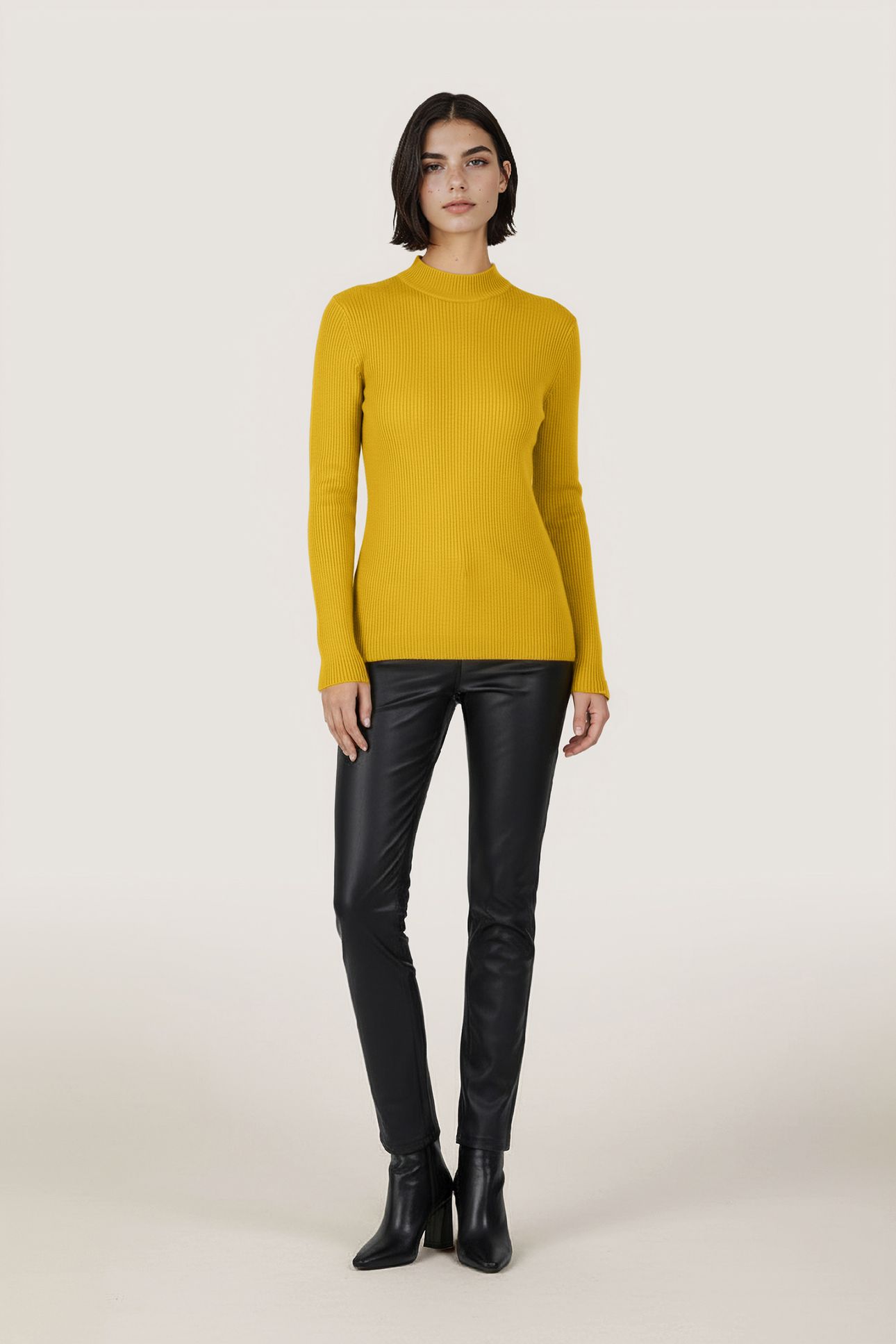 TOP RIB LONG SLVE OCHRE 2