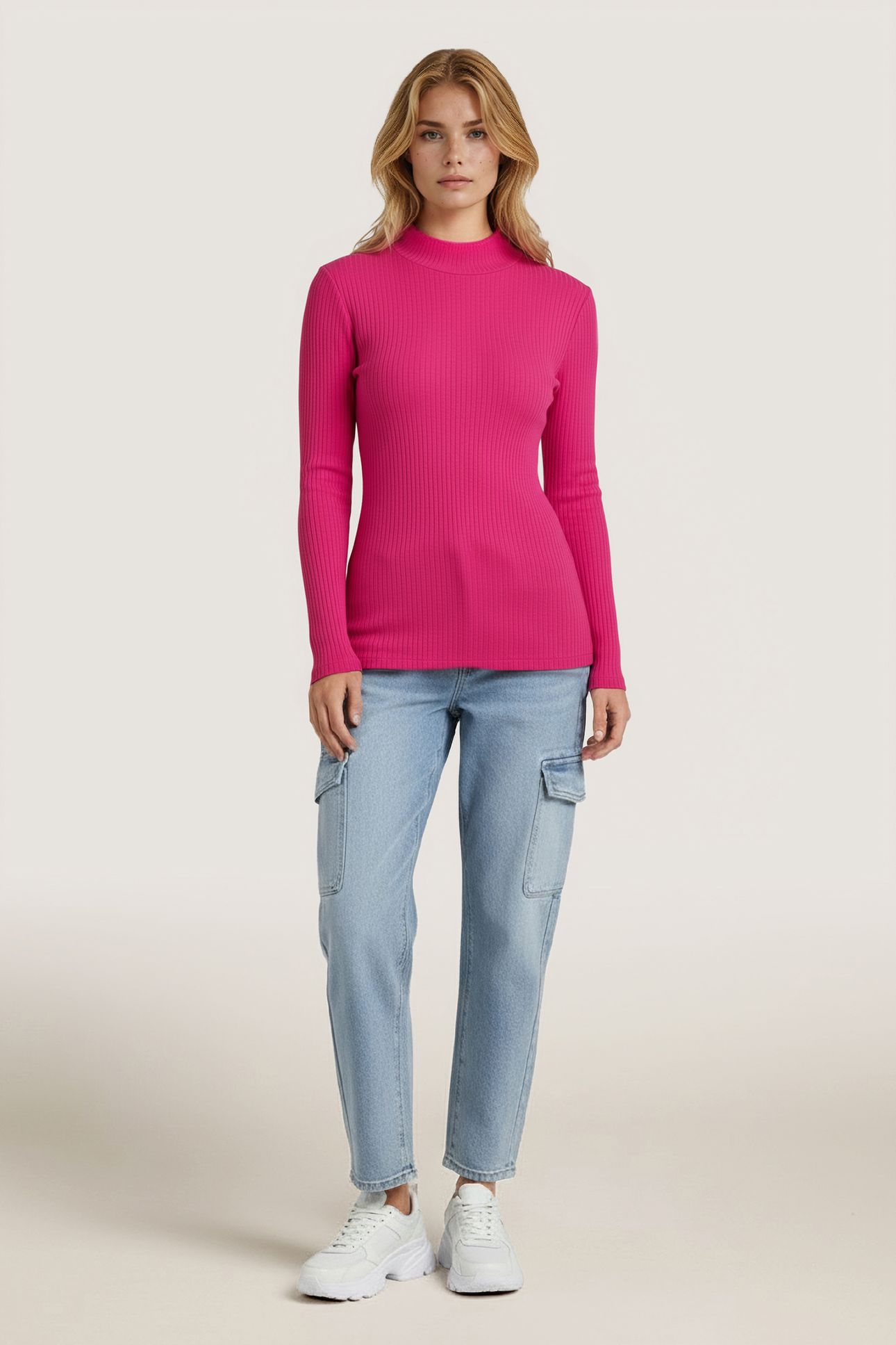 TOP RIB LONG SLVE FUCHSIA 2