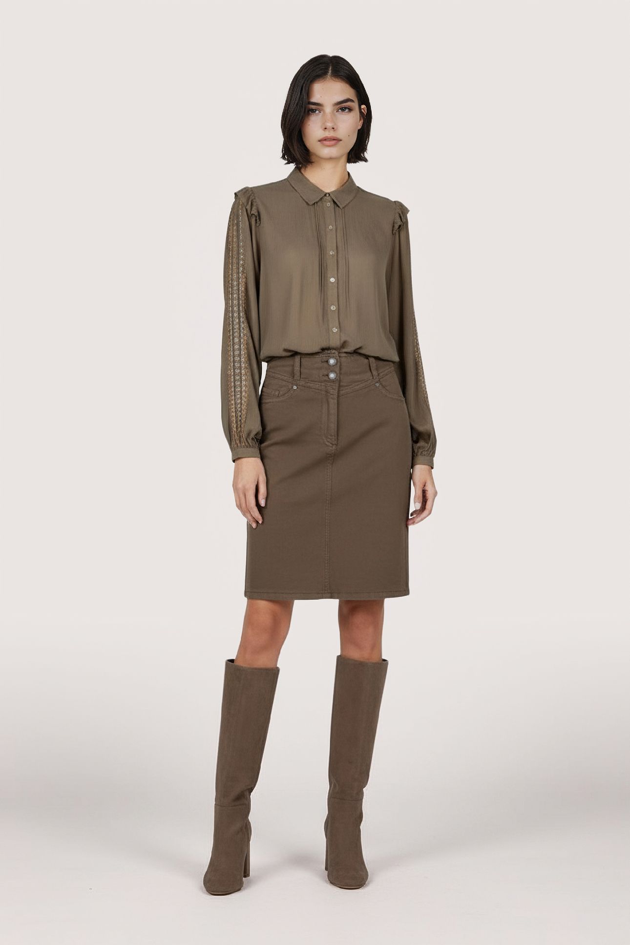 BLOUSE EMBROIDERY ARMY GREEN 1