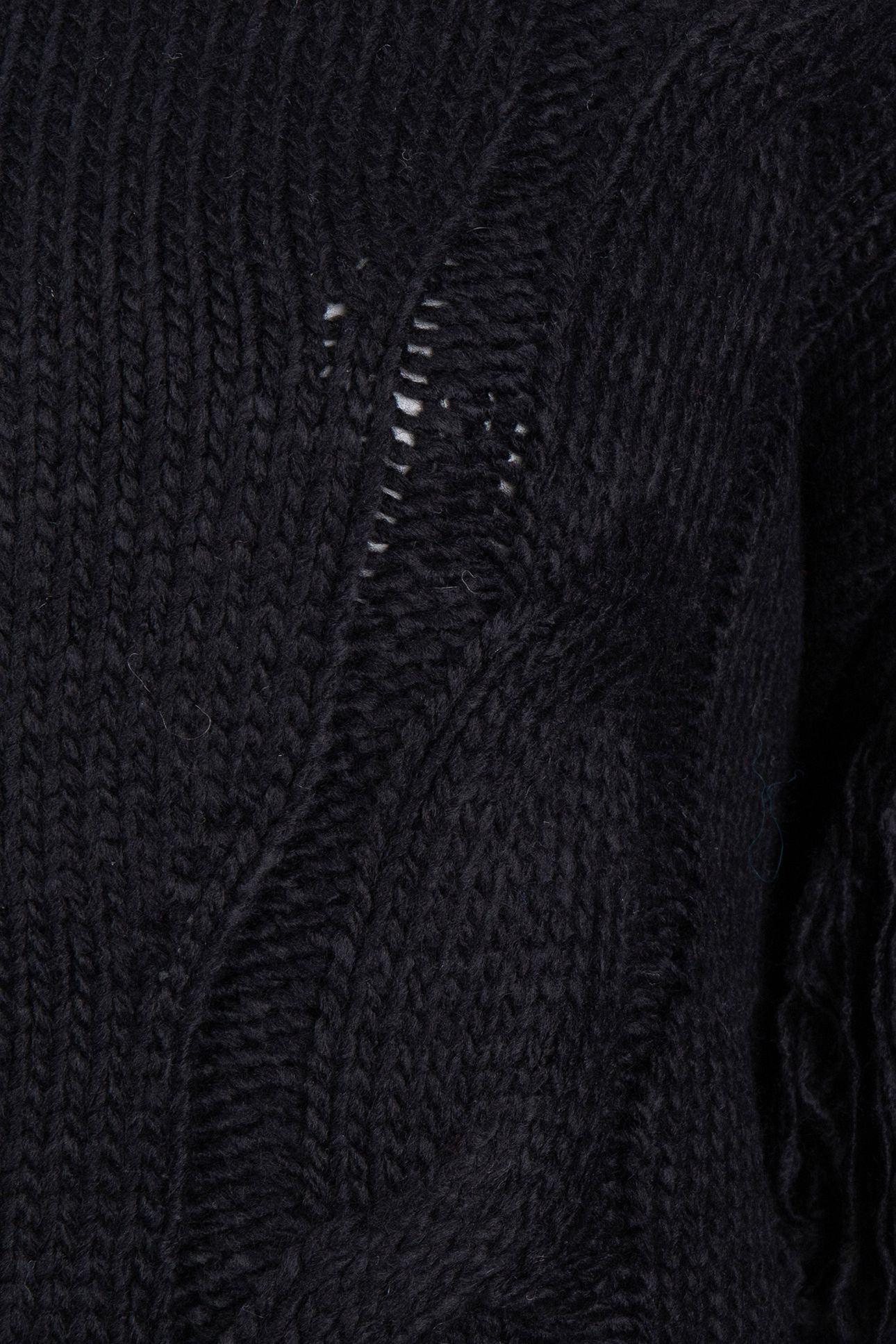 SWEATER CABLE & FRINGES BLACK 6