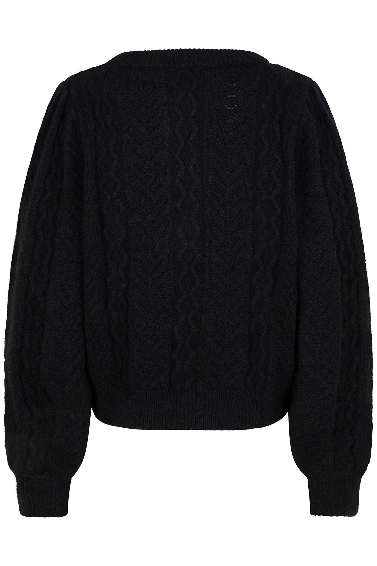 CARDIGAN PUFF SLVE CABLE & AJOUR BLACK 9