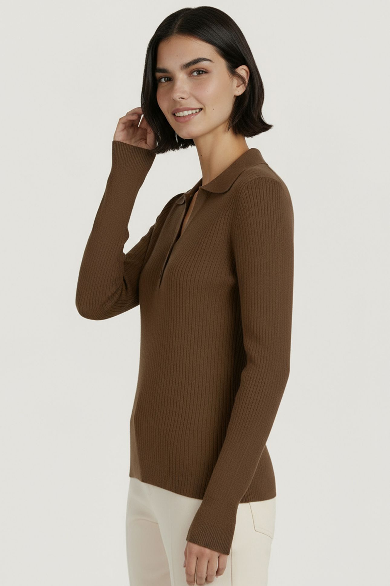 SWEATER POLO COLLAR LONG SLVE ARMY GREEN 2