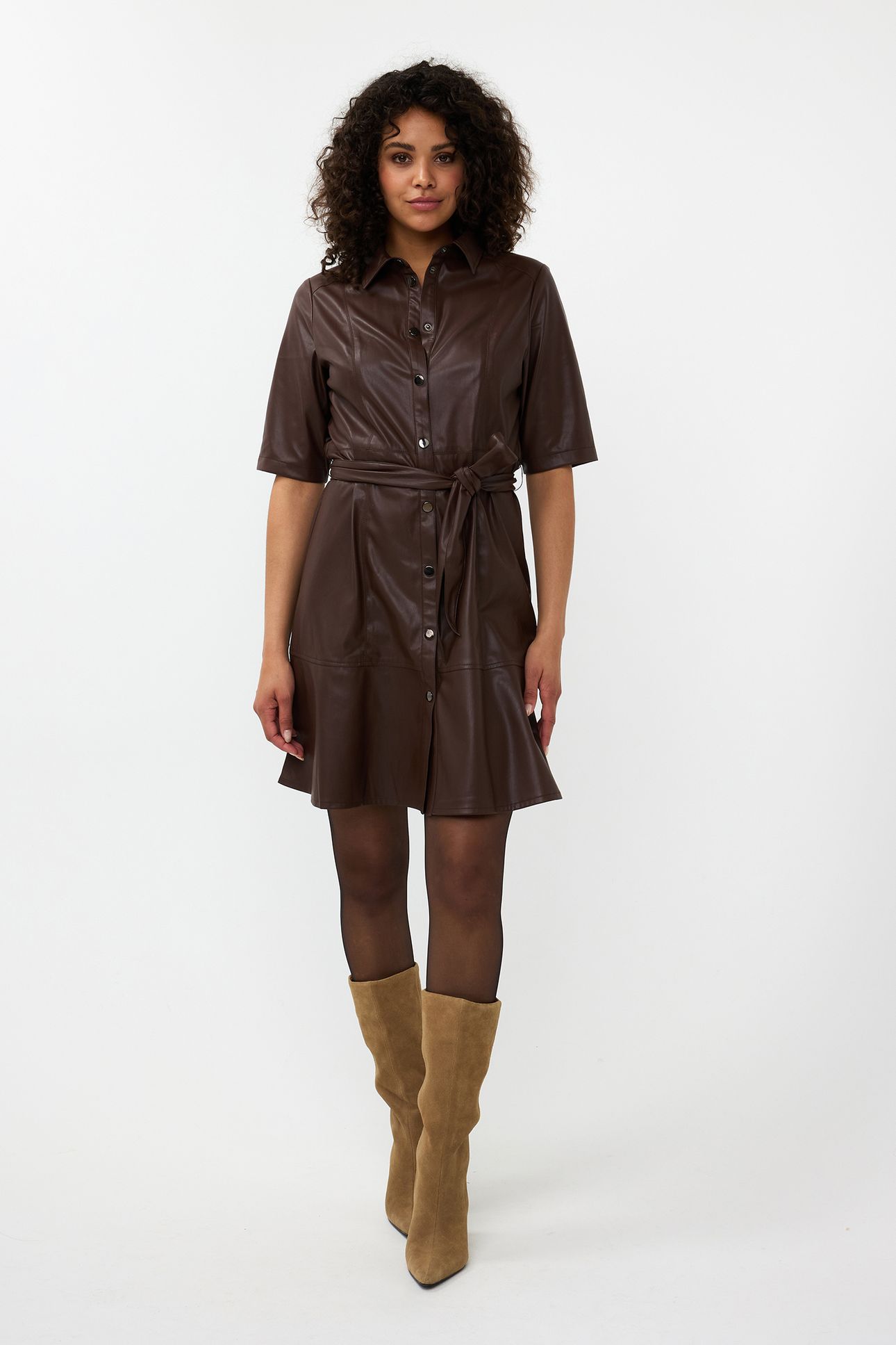 DRESS VEGAN LEATHER CHOCOLATE 2