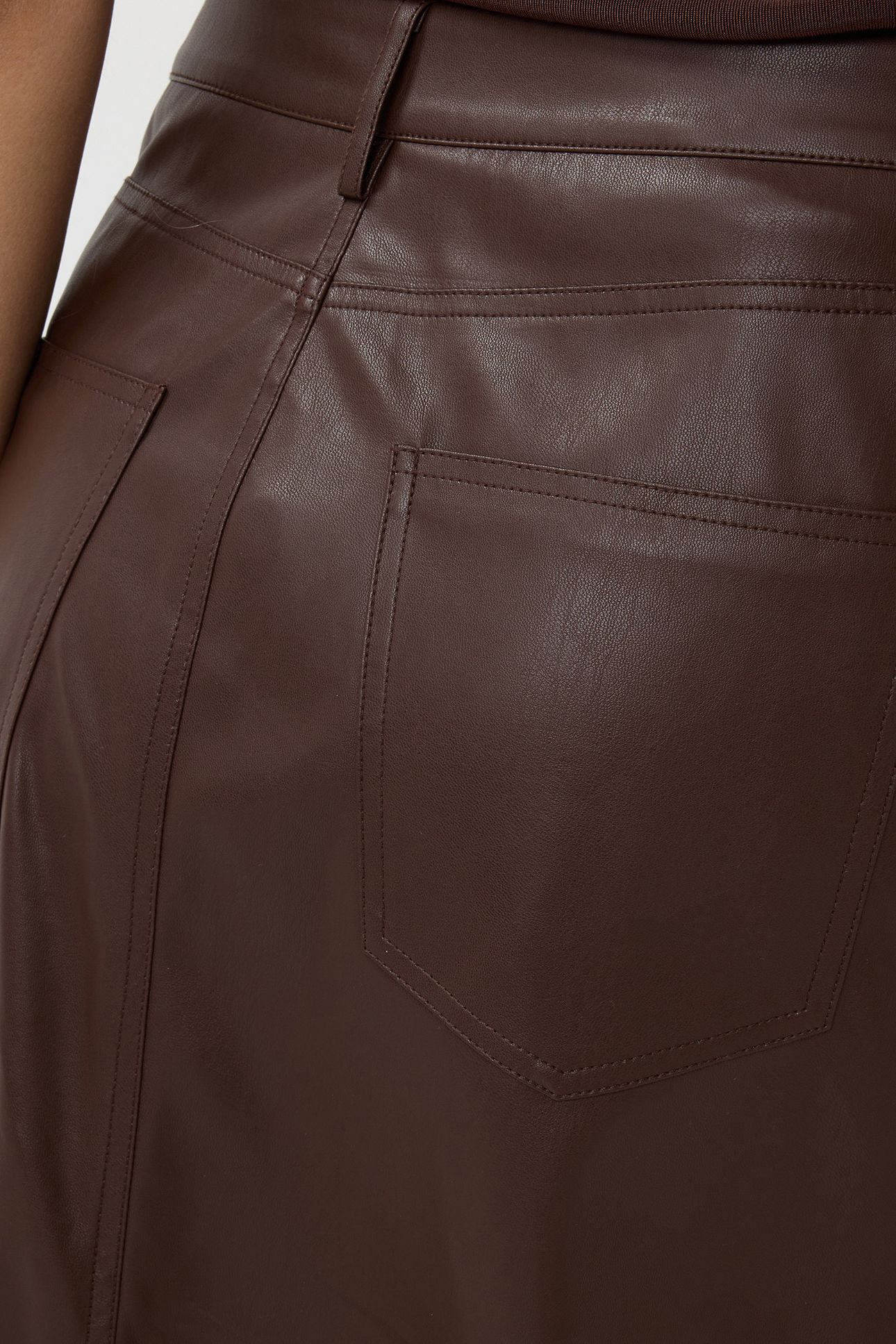 SKIRT LONG SPLIT VEGAN LEATHER CHOCOLATE 7
