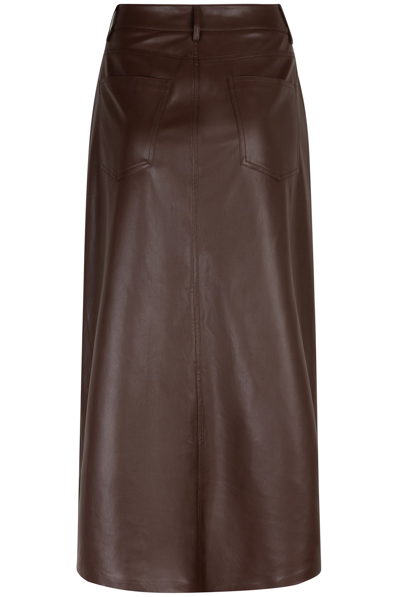 SKIRT LONG SPLIT VEGAN LEATHER CHOCOLATE 5