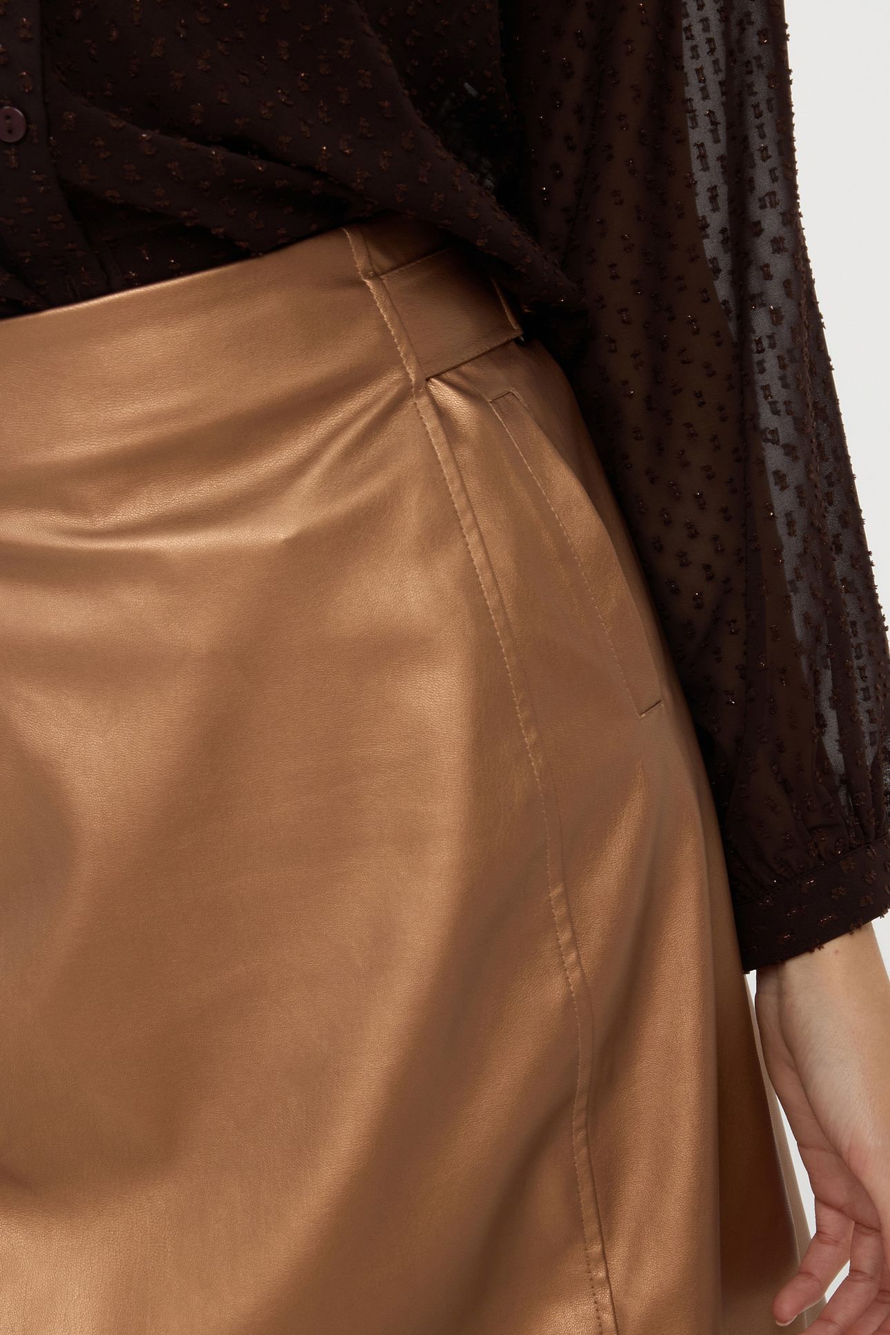 SKIRT SHORT VEGAN LEATHER BRANDY 6