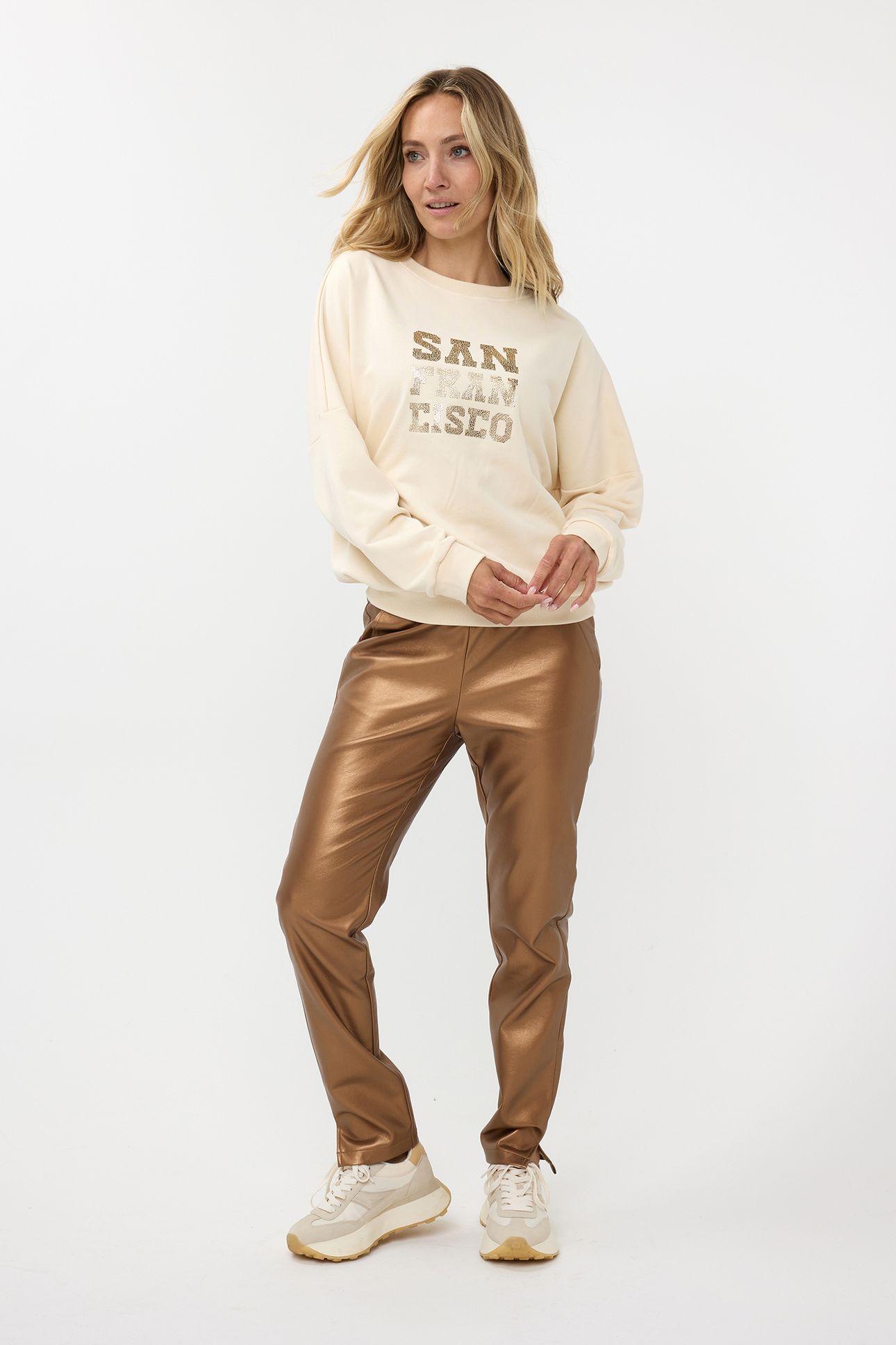 TROUSERS TREGGING VEGAN LEATHER BRANDY 2