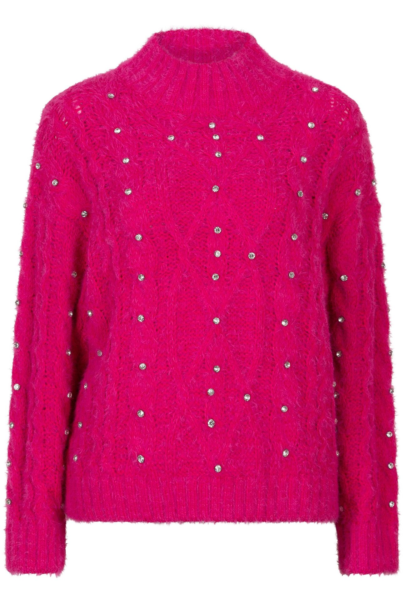 SWEATER CABLE STONES CERISE PINK 4