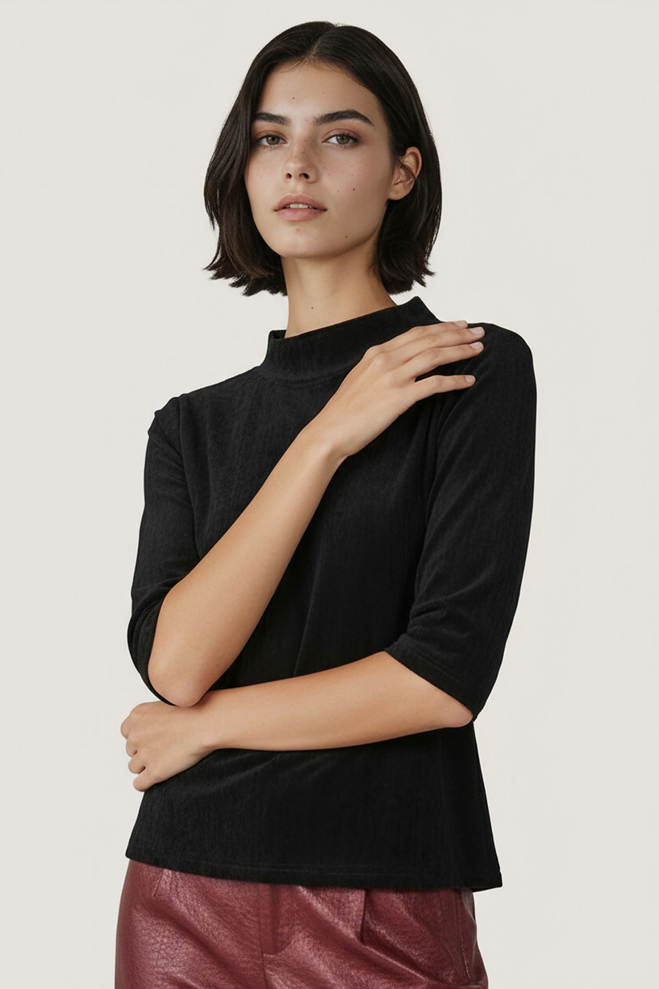 TOP TURTLE VELOURS STRETCH BLACK 1