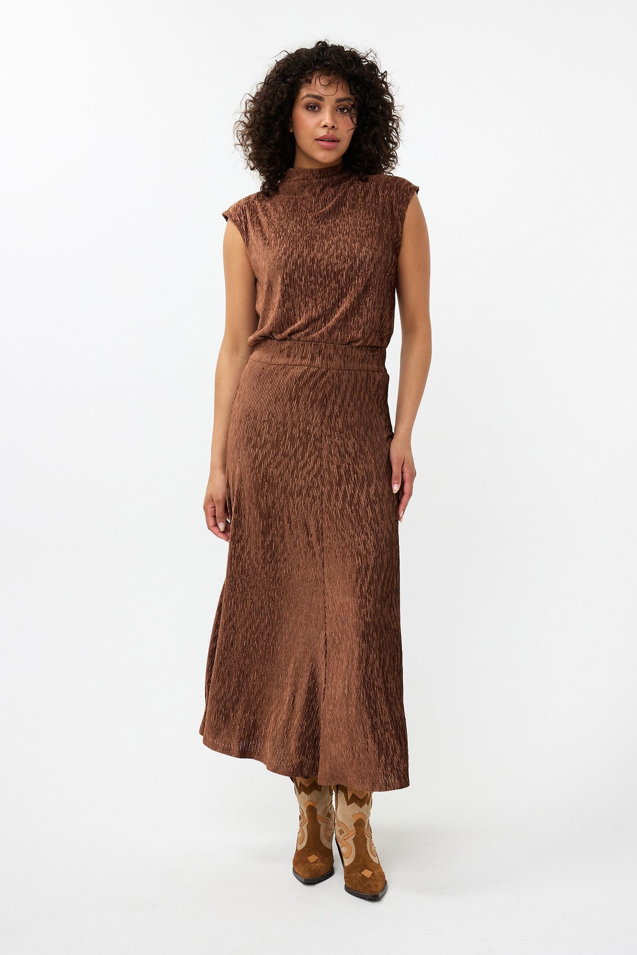 SKIRT CRINKLED VELOURS BRANDY 3