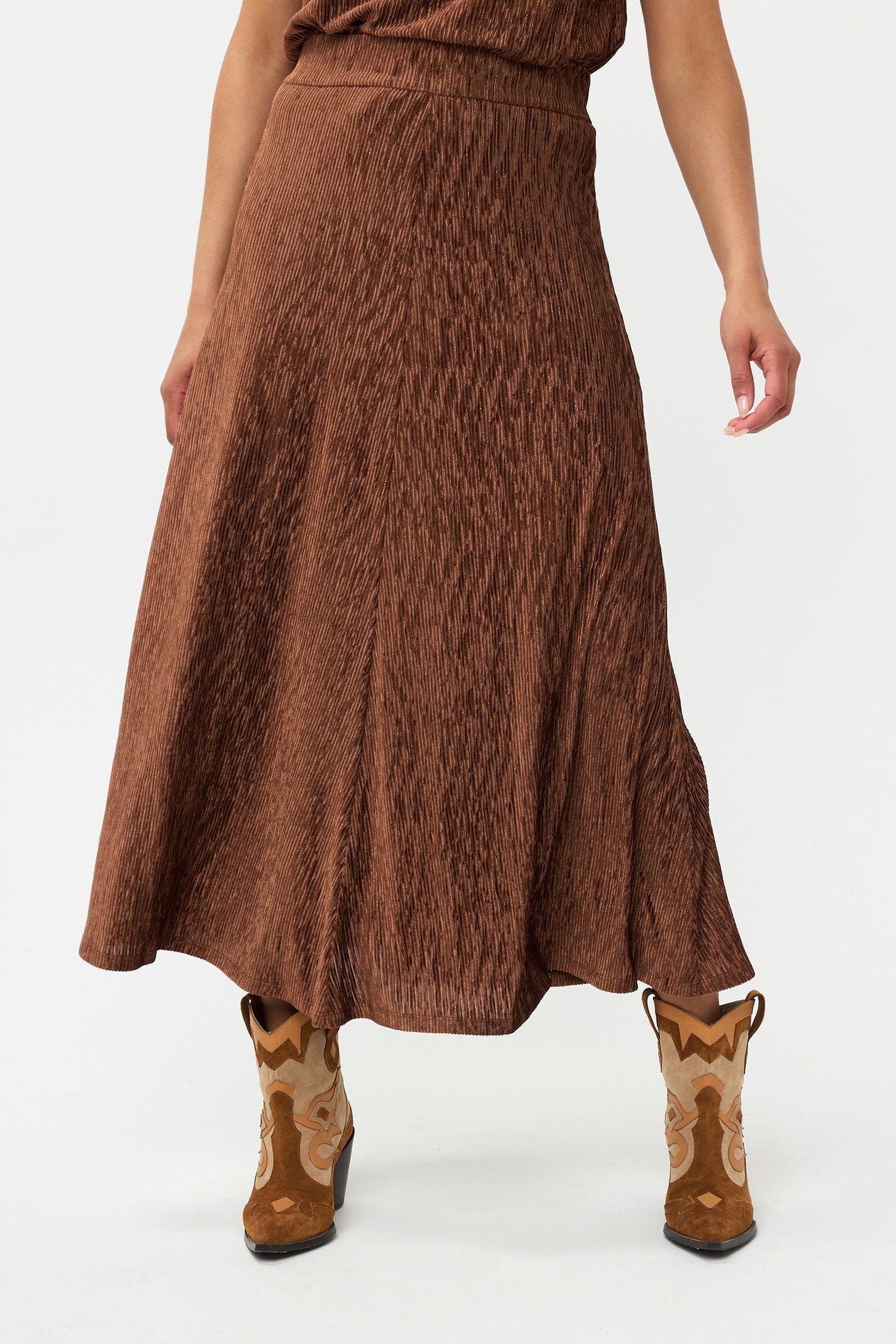 SKIRT CRINKLED VELOURS BRANDY 1