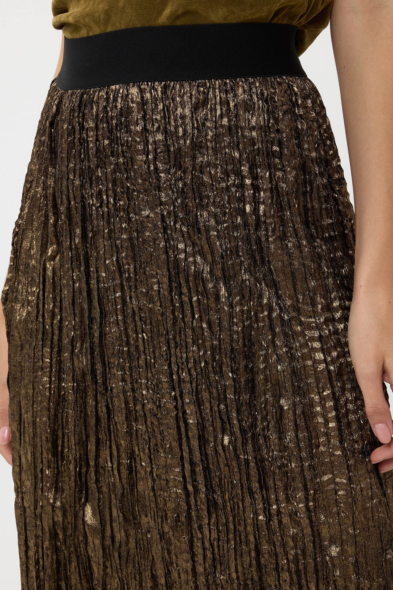 SKIRT CRUSHED FOIL MOSS GREEN 8