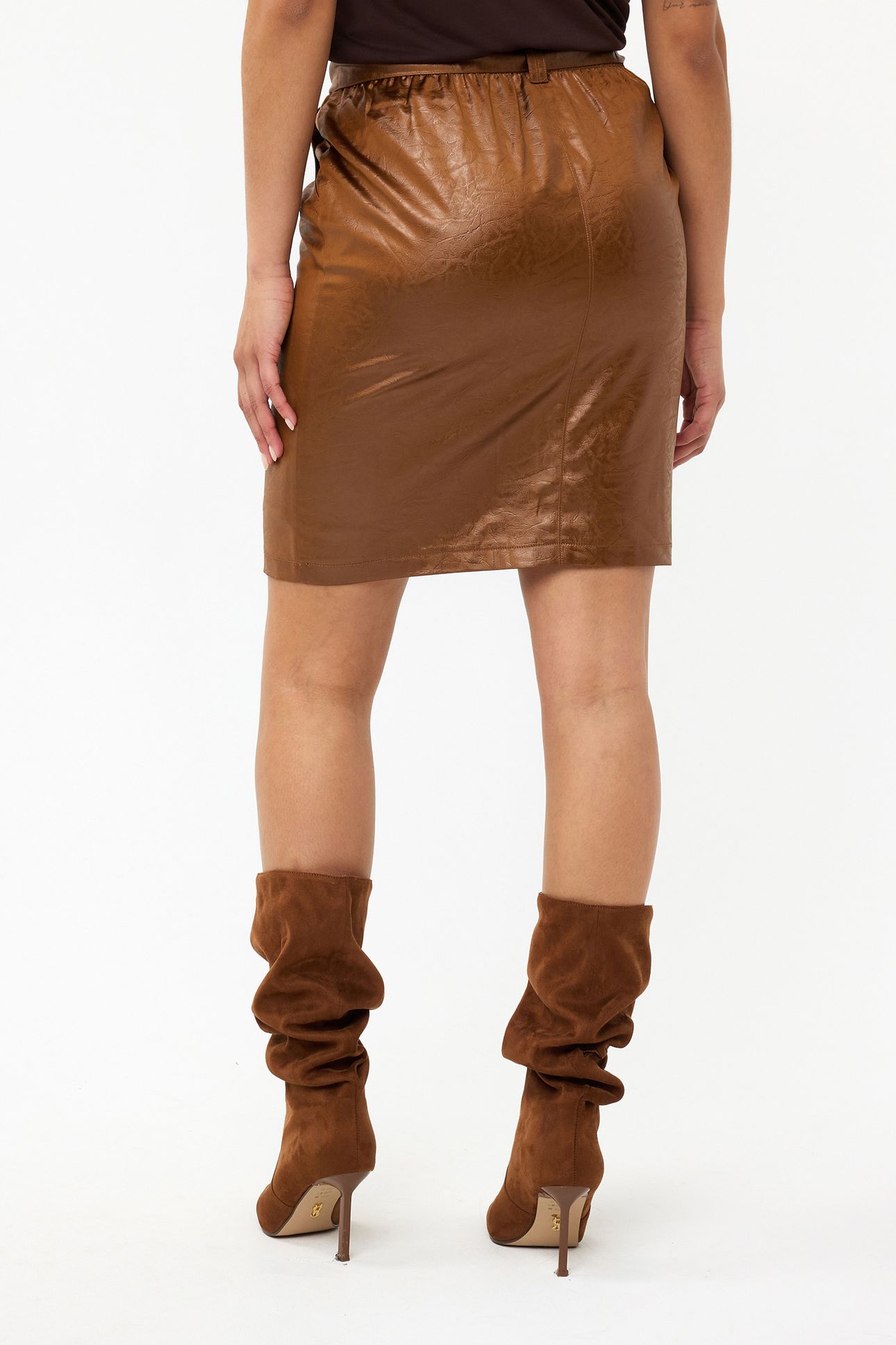 SKIRT BELT METALLIC CRINKLE BRANDY 4