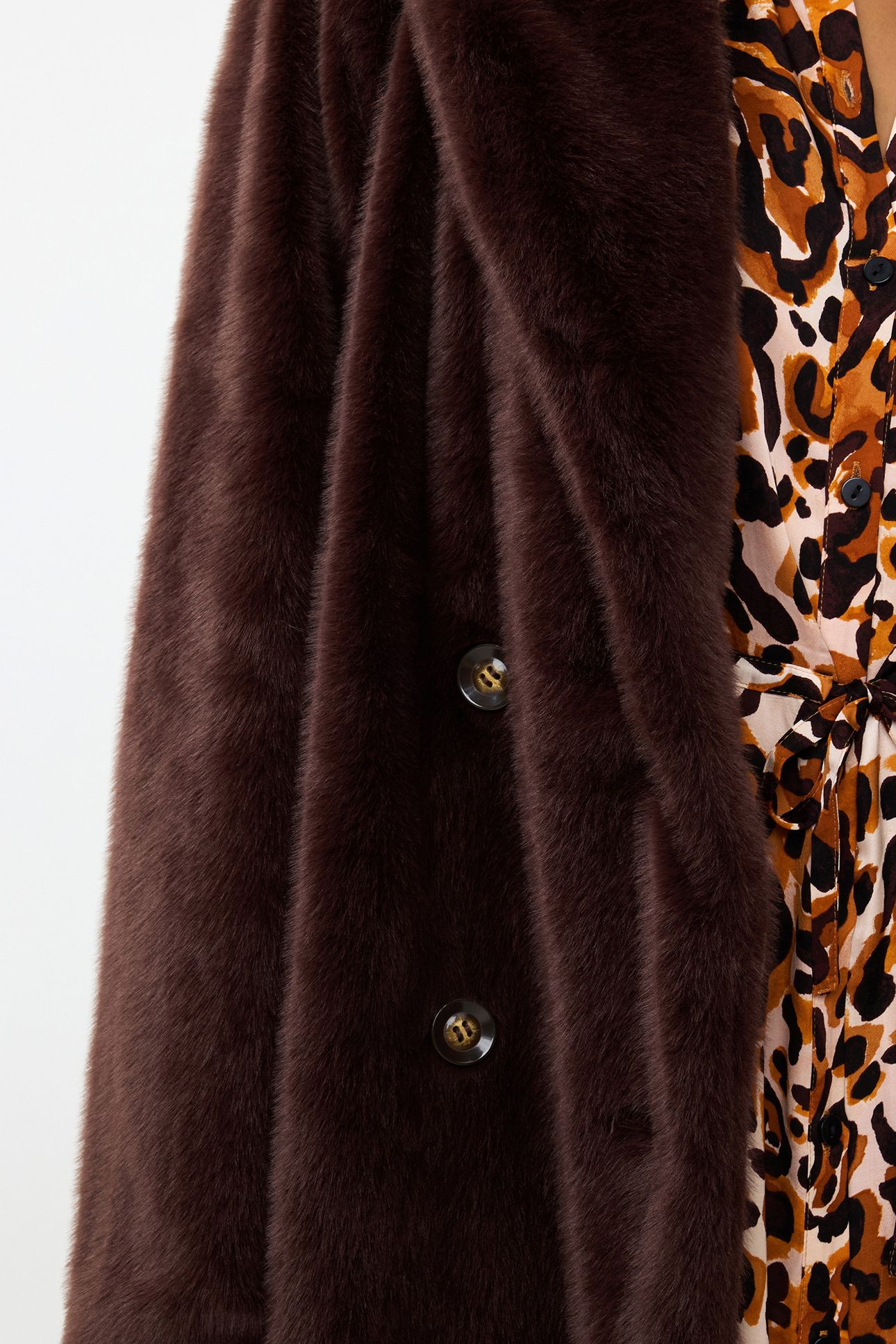 COAT SHAWL COLLAR FAKE FUR CHOCOLATE 5