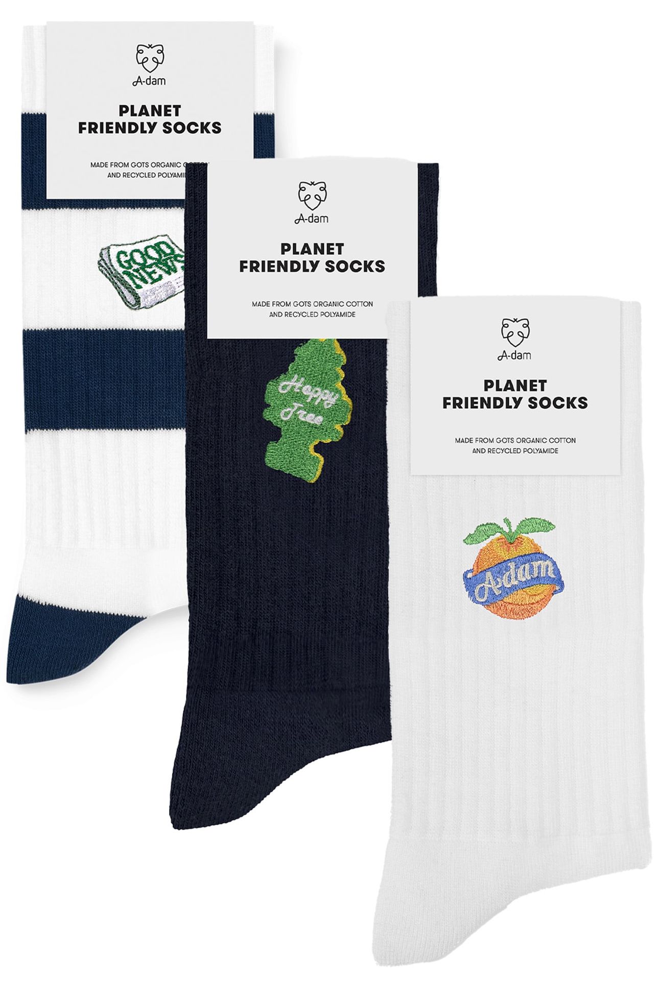 UNISEX A-DAM 3-PACK CREW SOCKS MULTICOLOR 1