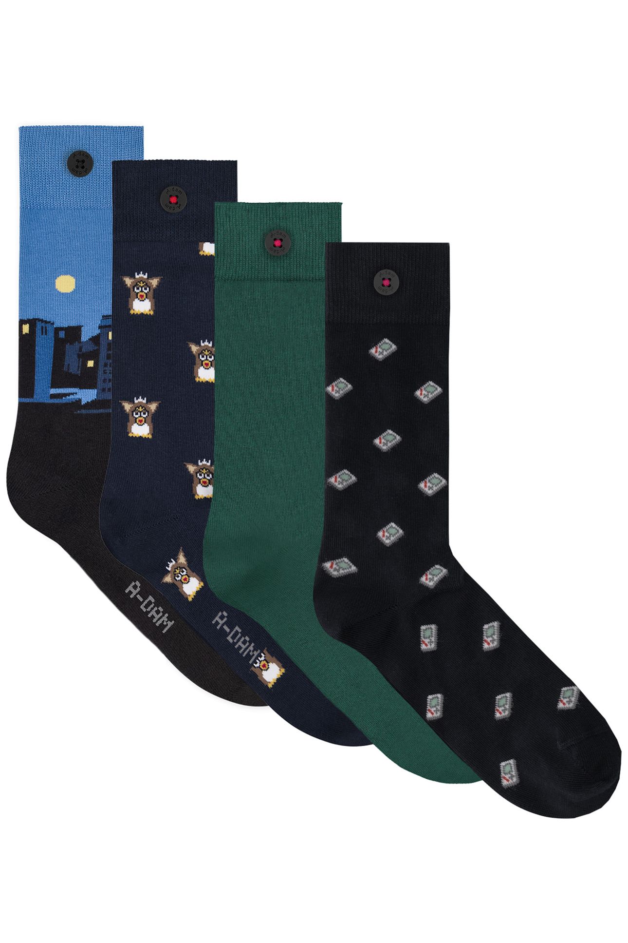 UNISEX A-DAM 4-PACK CASUAL SOCKS MULTICOLOR 1
