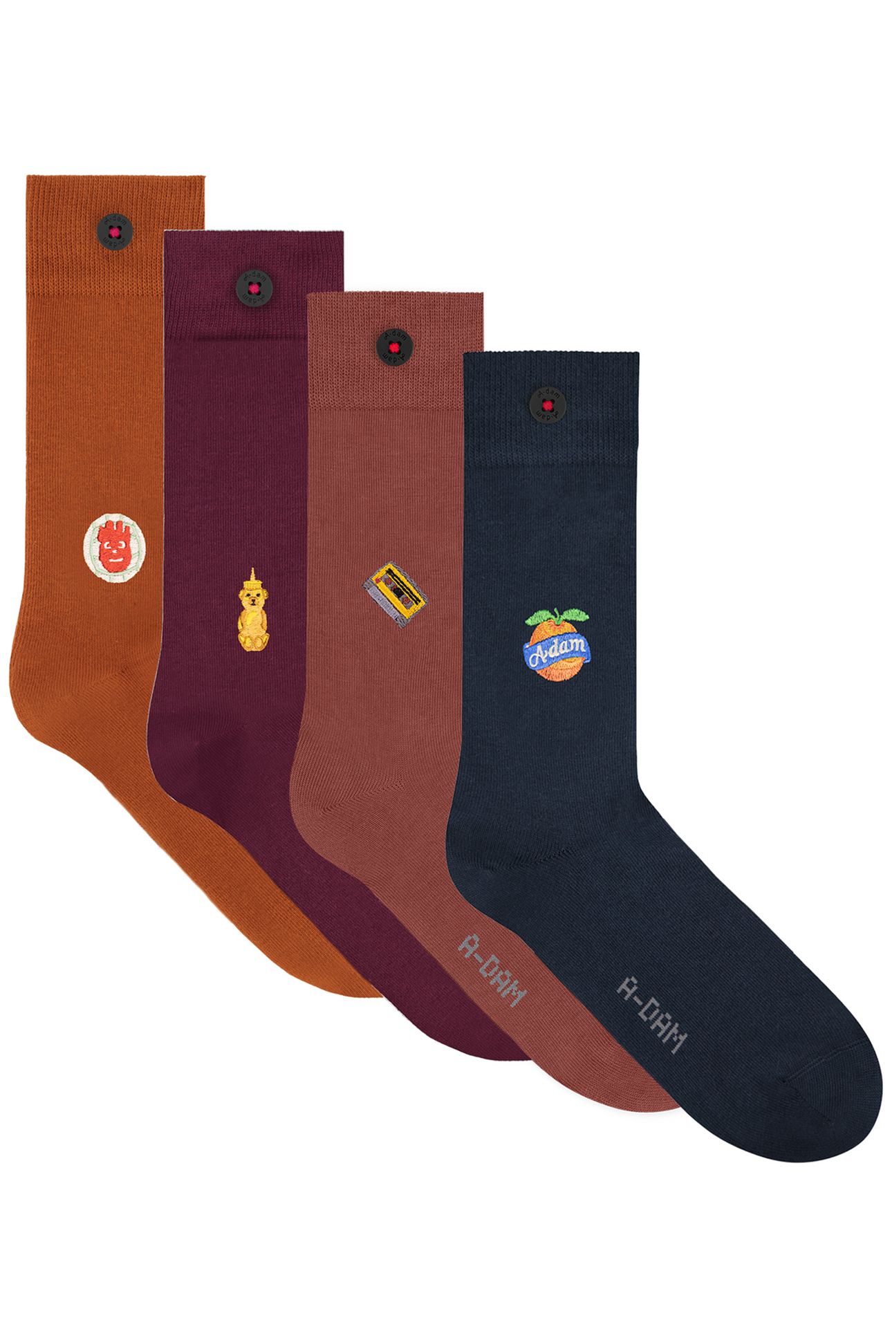 UNISEX A-DAM 4-PACK CASUAL SOCKS MULTICOLOR 1