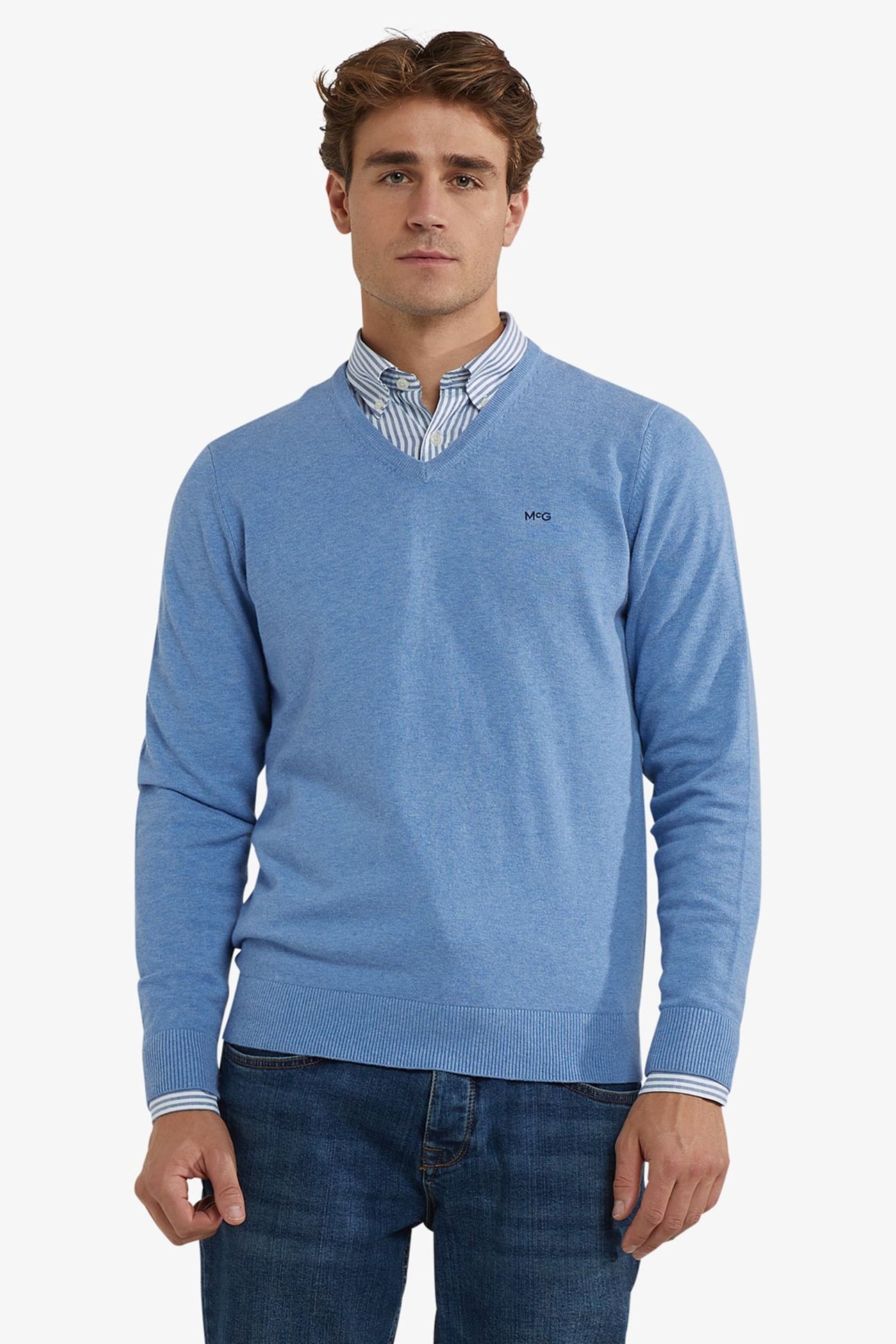 V-NECK SWEATER ICE BLUE 1