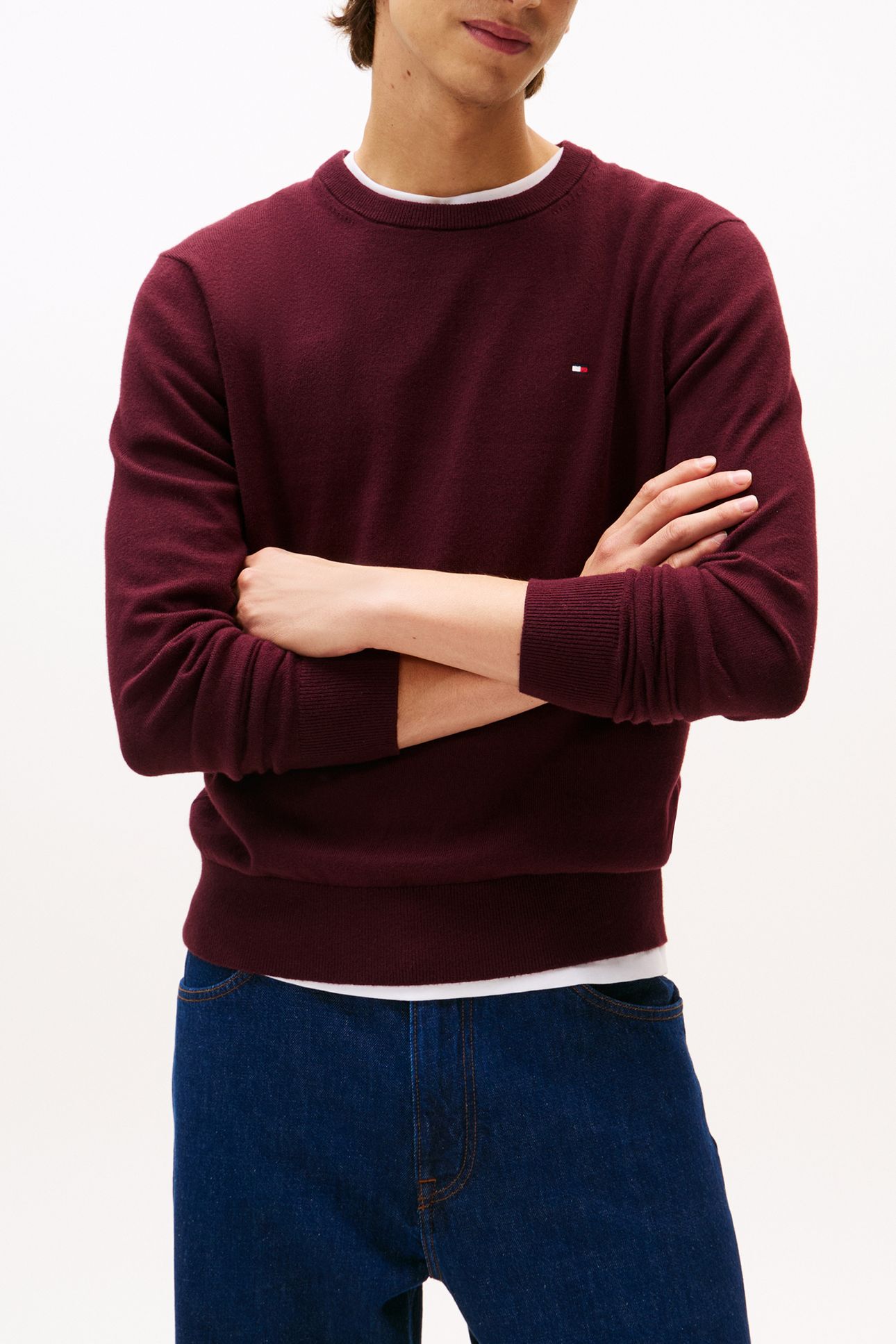PIMA ORGANIC COTTON CASHMERE JUMPER DEEP BURGUNDY 1